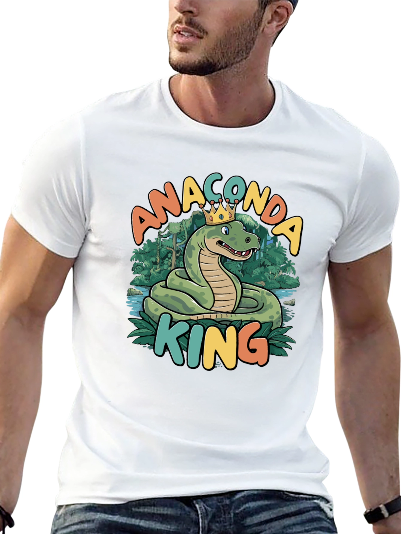 Anaconda King T-Shirt - Cartoon Snake Design