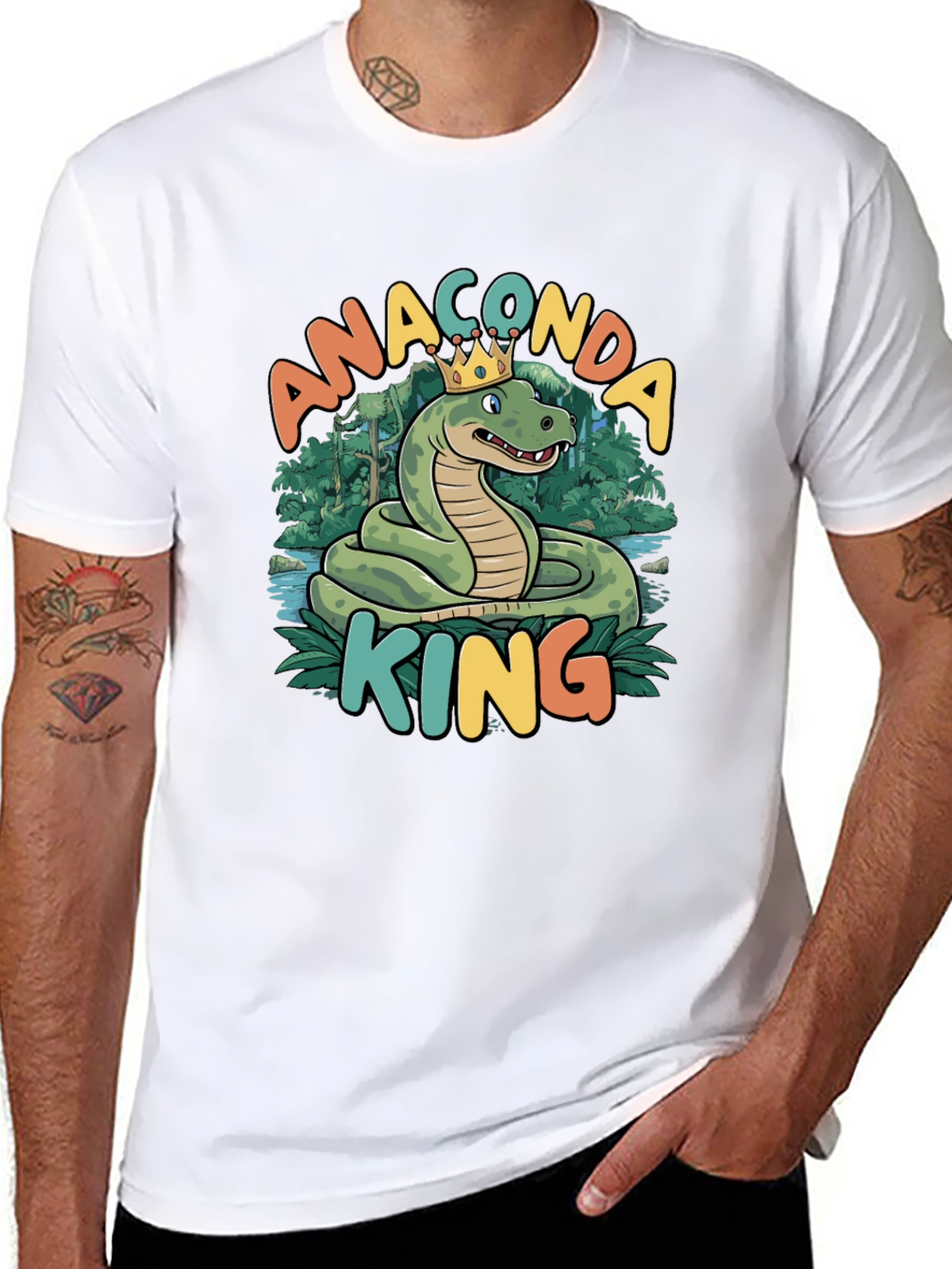 Anaconda King T-Shirt - Cartoon Snake Design