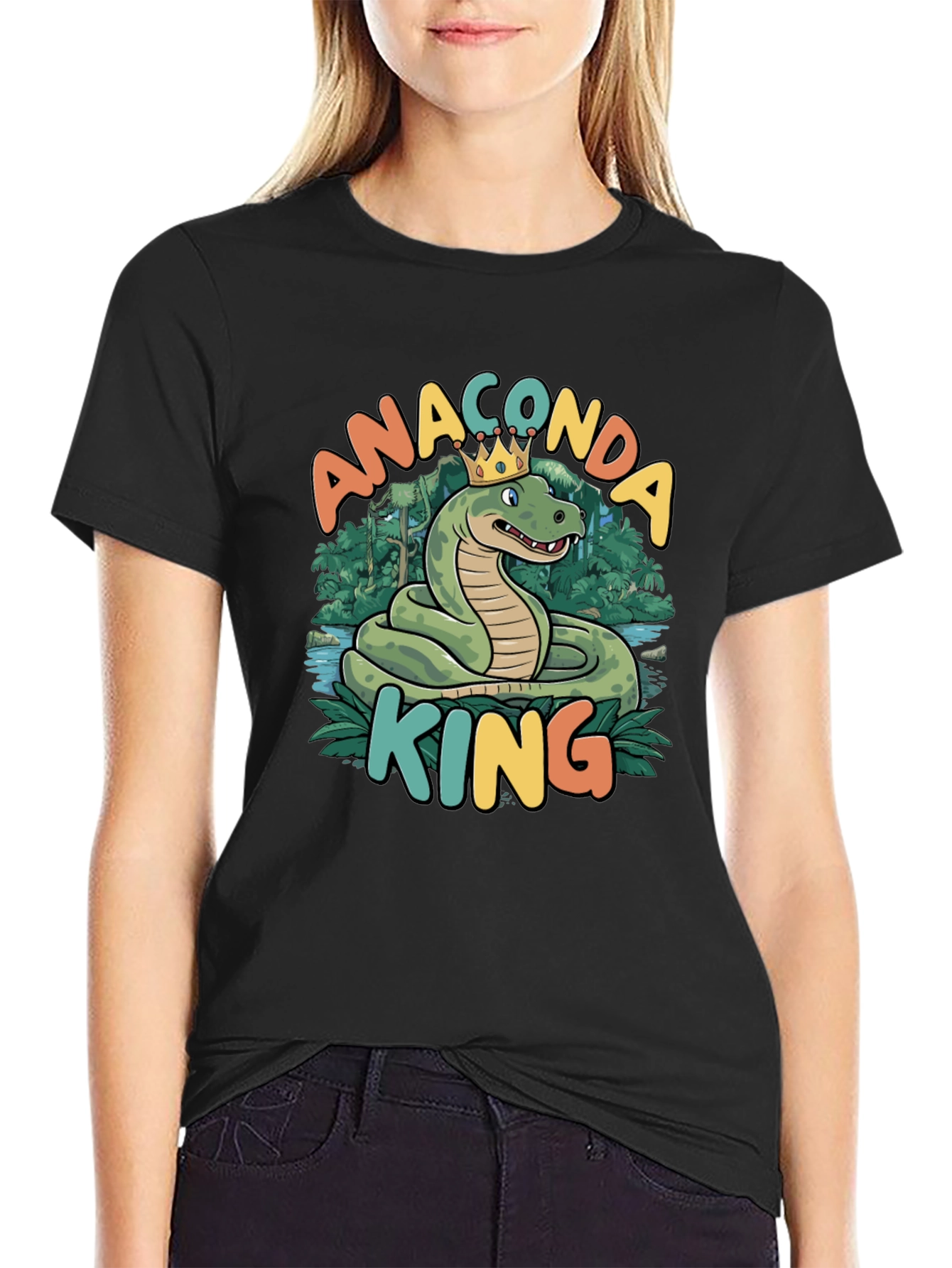 Anaconda King T-Shirt - Cartoon Snake Design