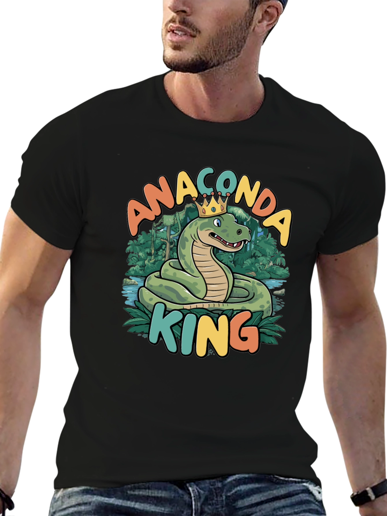 Anaconda King T-Shirt - Cartoon Snake Design