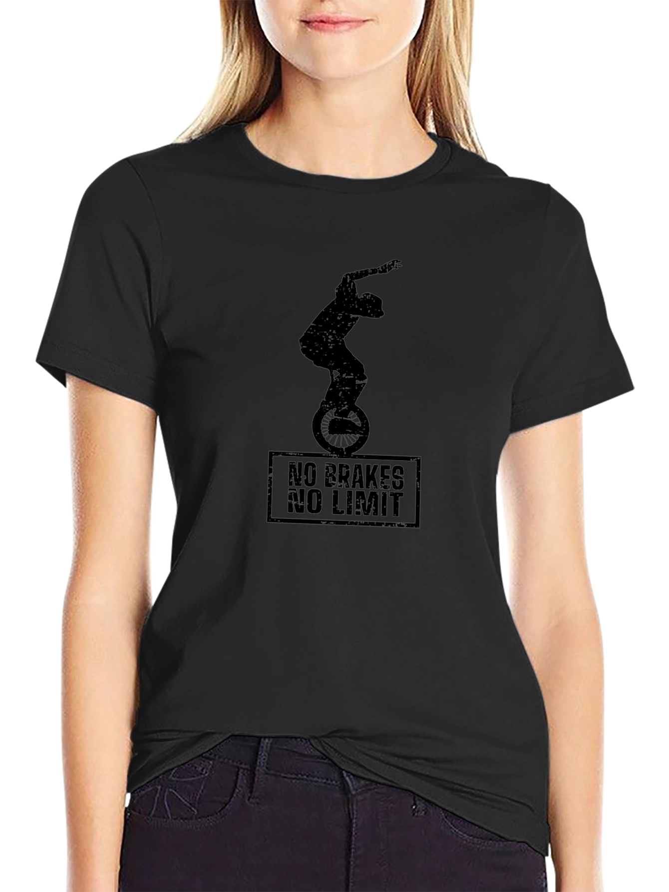 No Brakes No Limit Black Graphic Tee