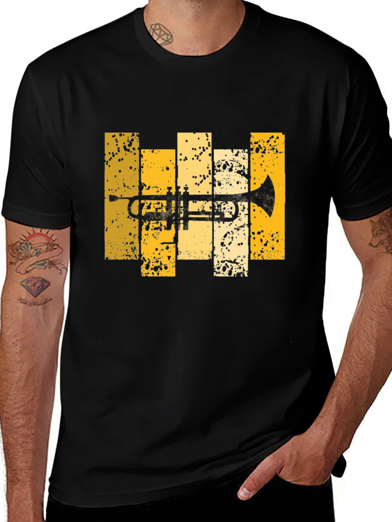 Trumpet Graphic Tee - Black Cotton Blend