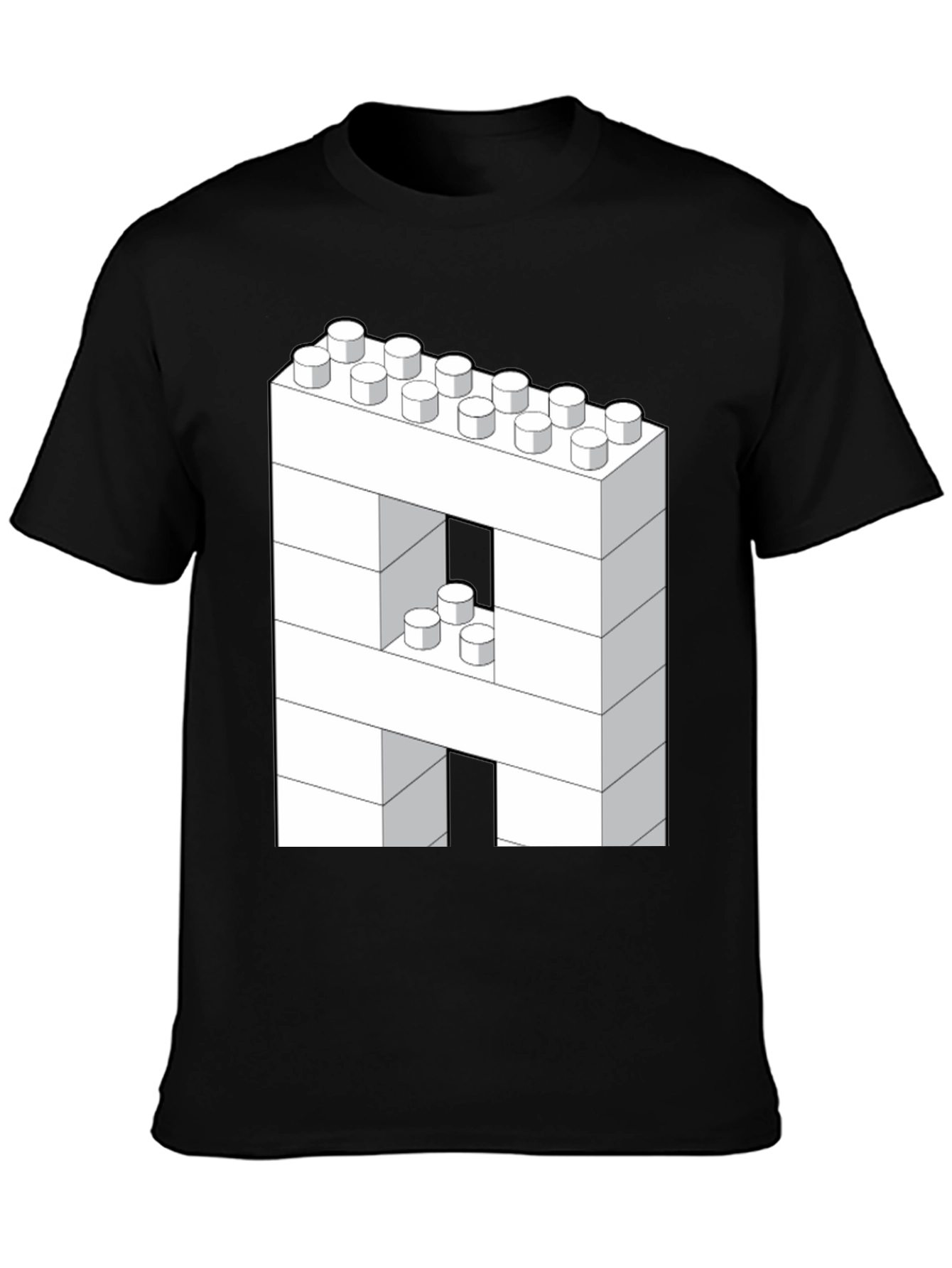 Block Letter A T-Shirt - Construction Brick Design