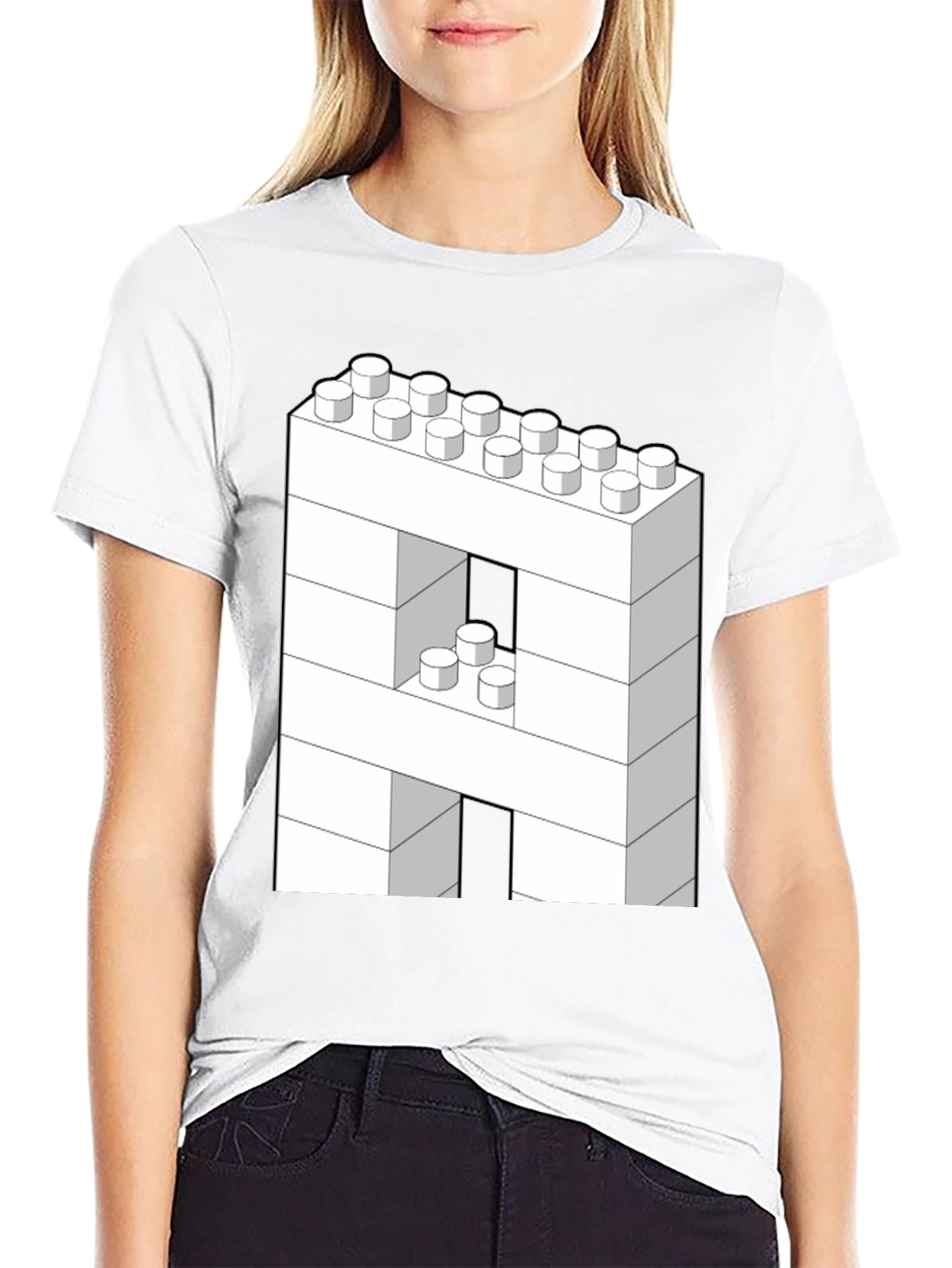 Block Letter A T-Shirt - Construction Brick Design