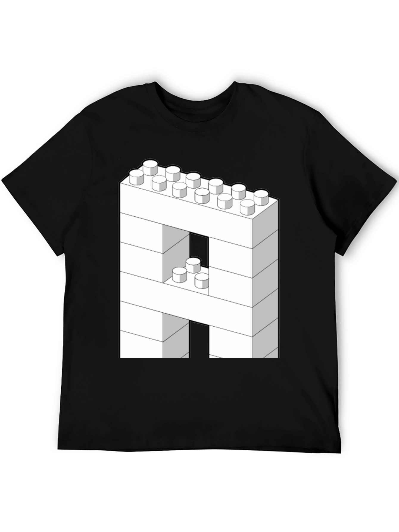 Block Letter A T-Shirt - Construction Brick Design