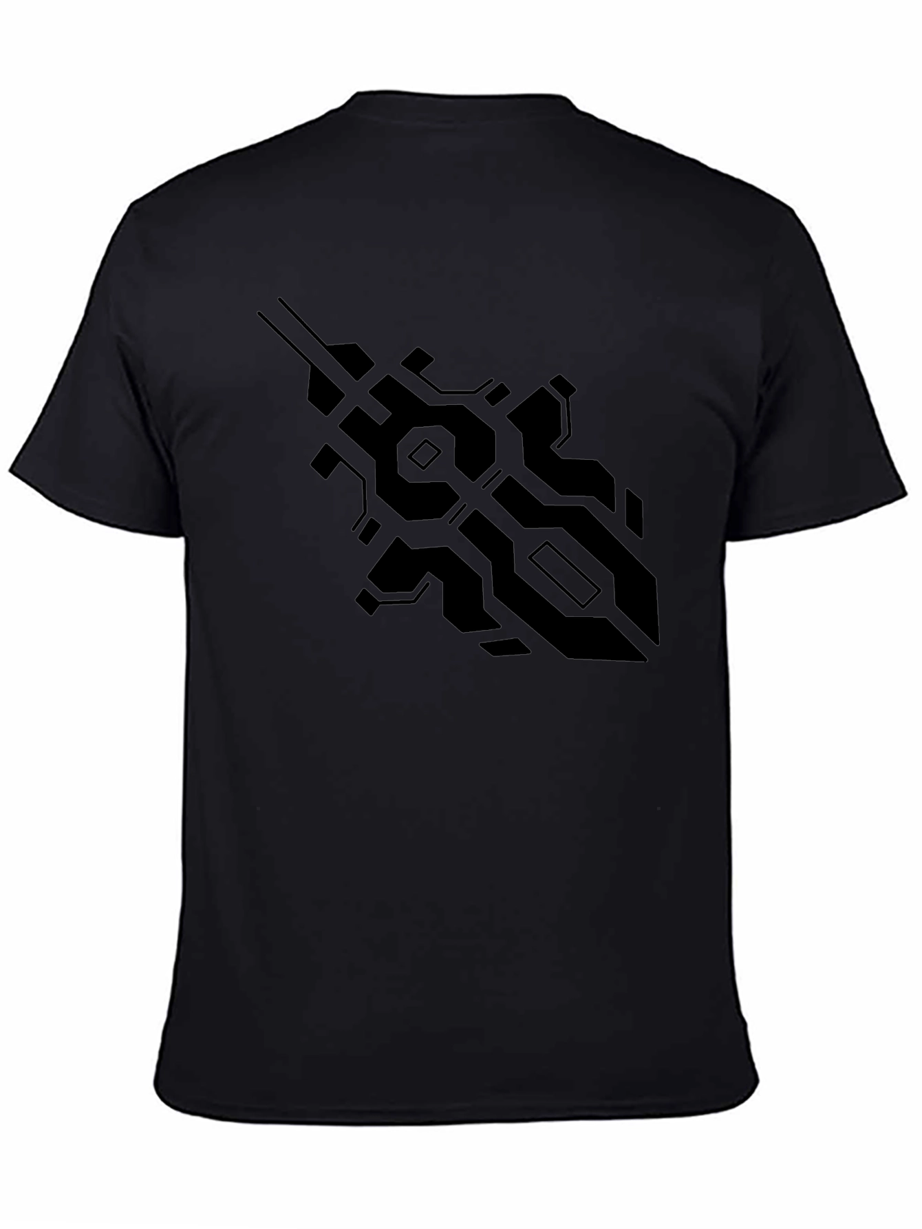 Tech Pattern Black Tee - Modern Design