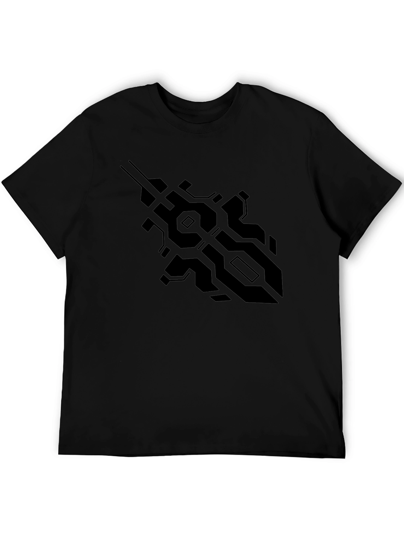 Tech Pattern Black Tee - Modern Design