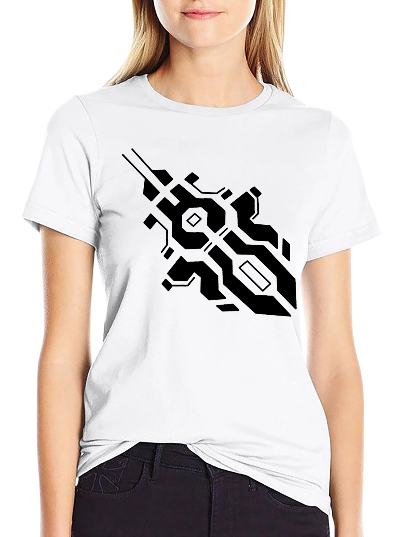 Tech Pattern Black Tee - Modern Design