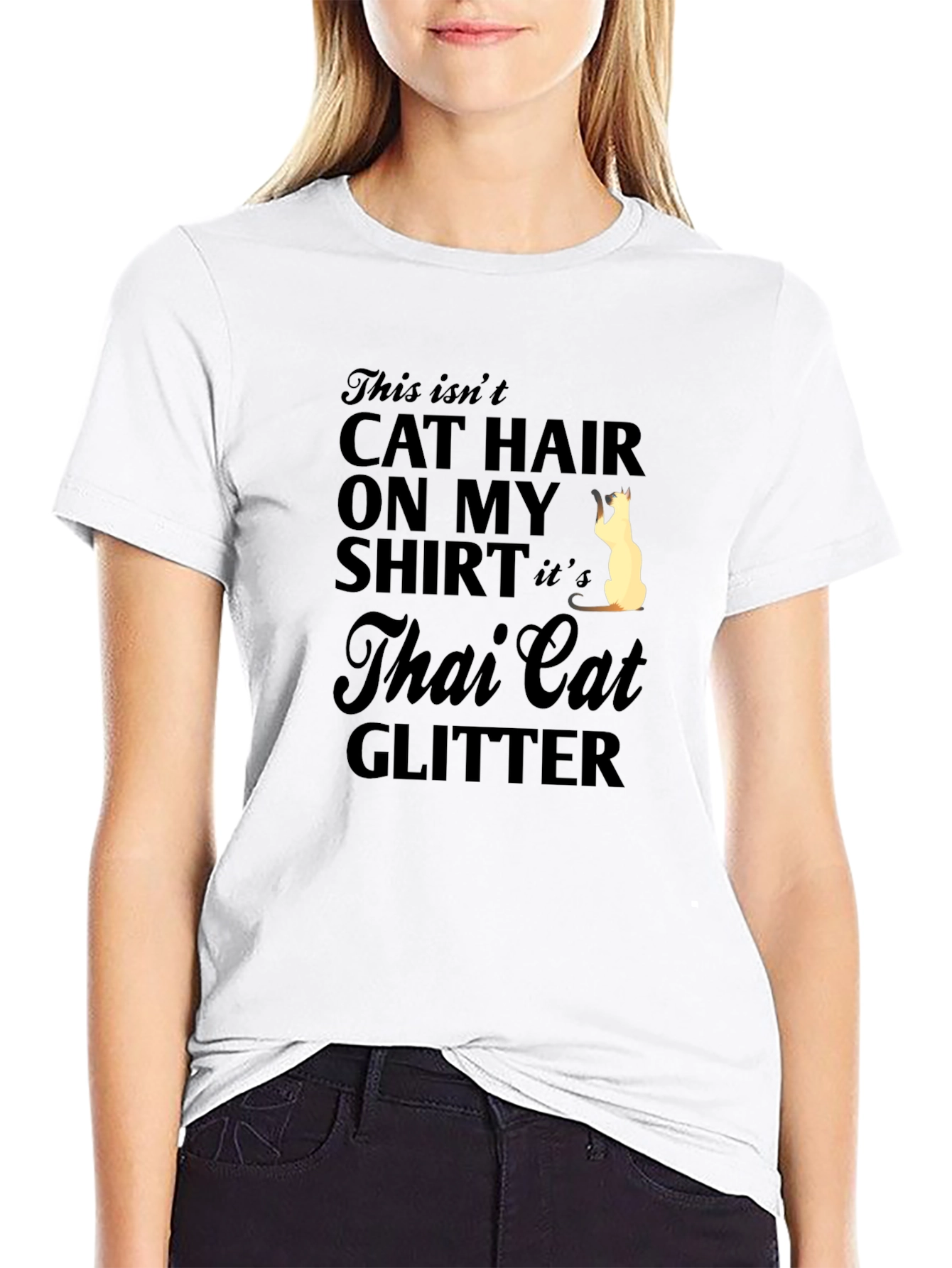 Thai Cat Glitter T-Shirt - Unisex Humor Tee