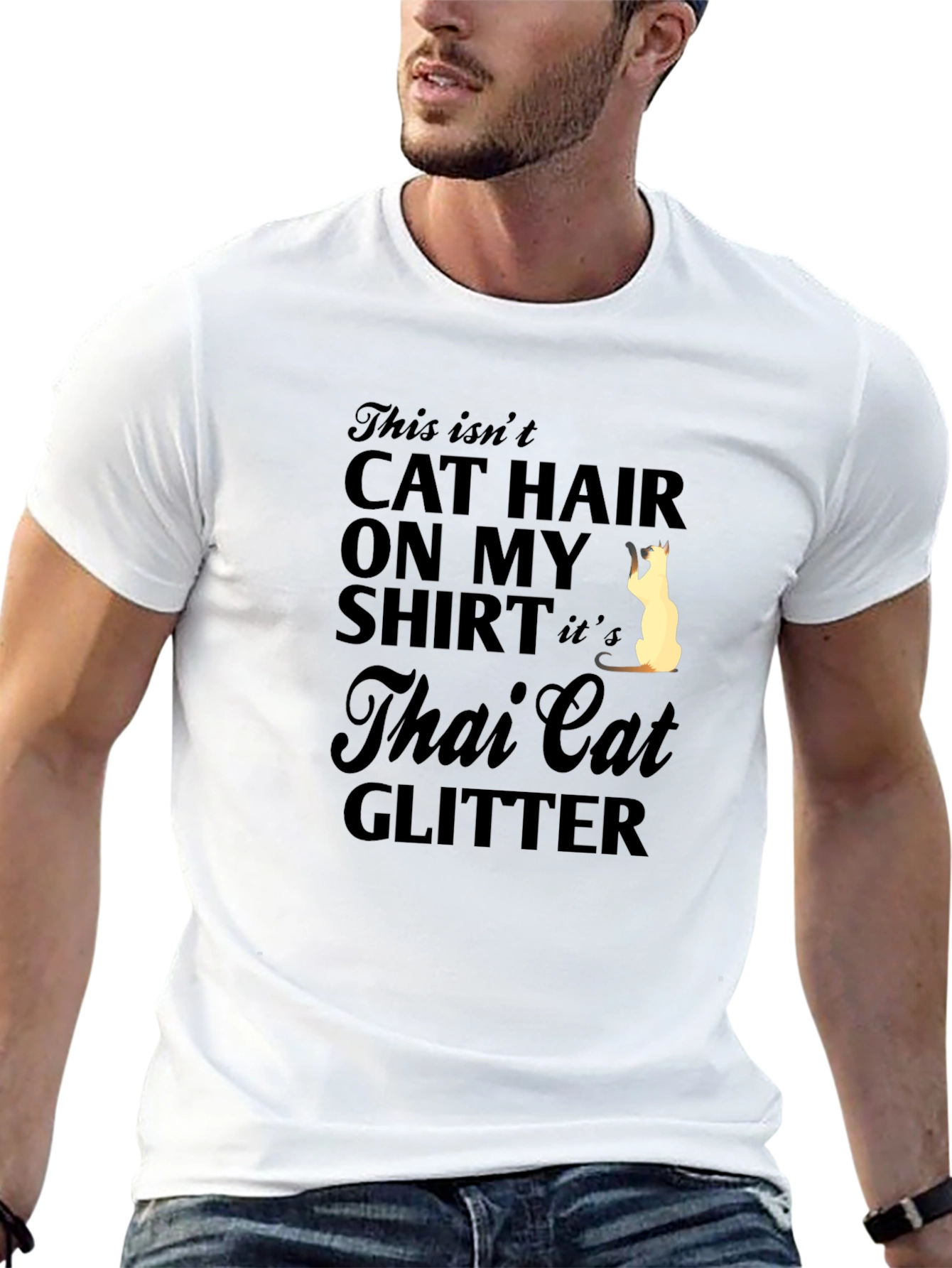 Thai Cat Glitter T-Shirt - Unisex Humor Tee