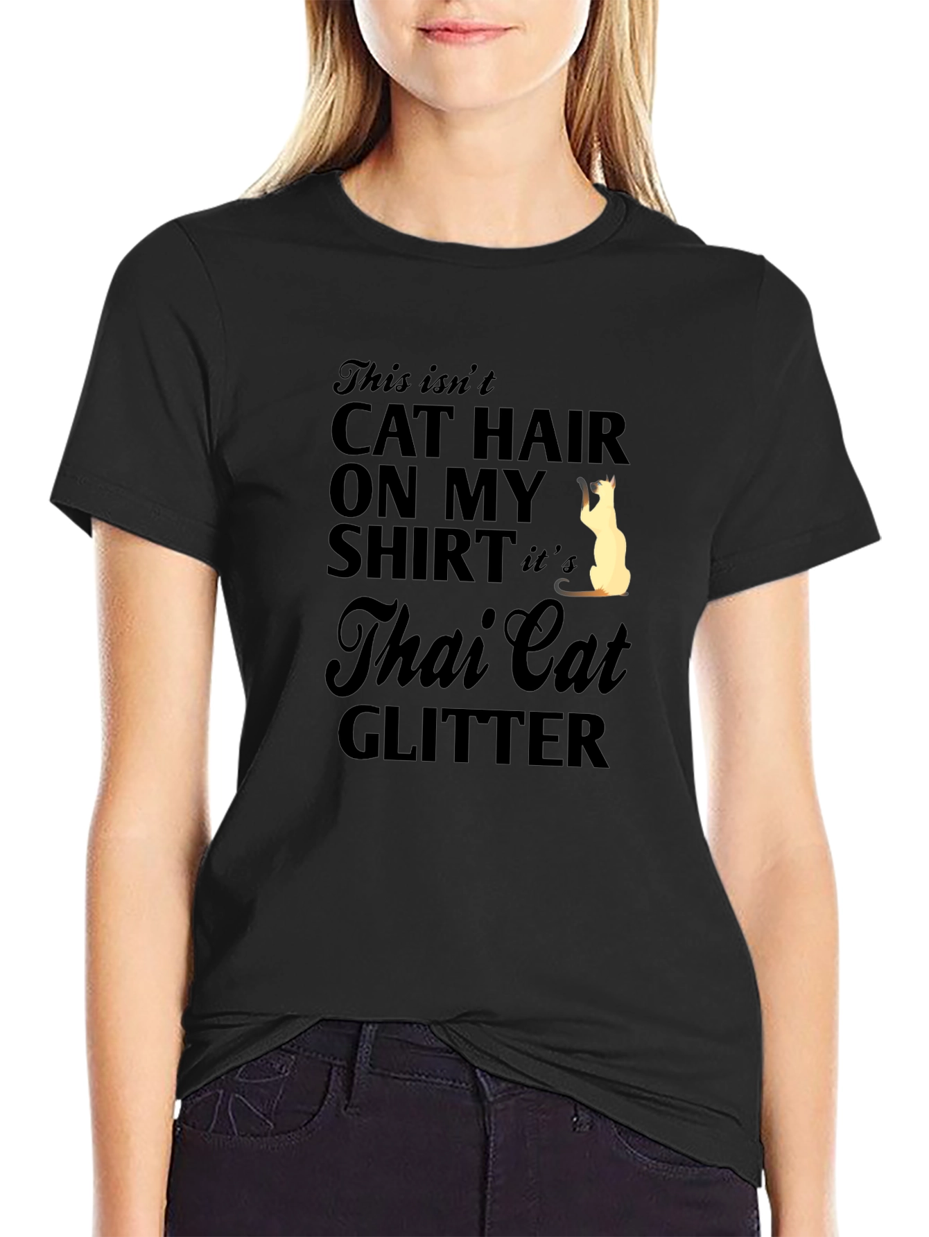 Thai Cat Glitter T-Shirt - Unisex Humor Tee