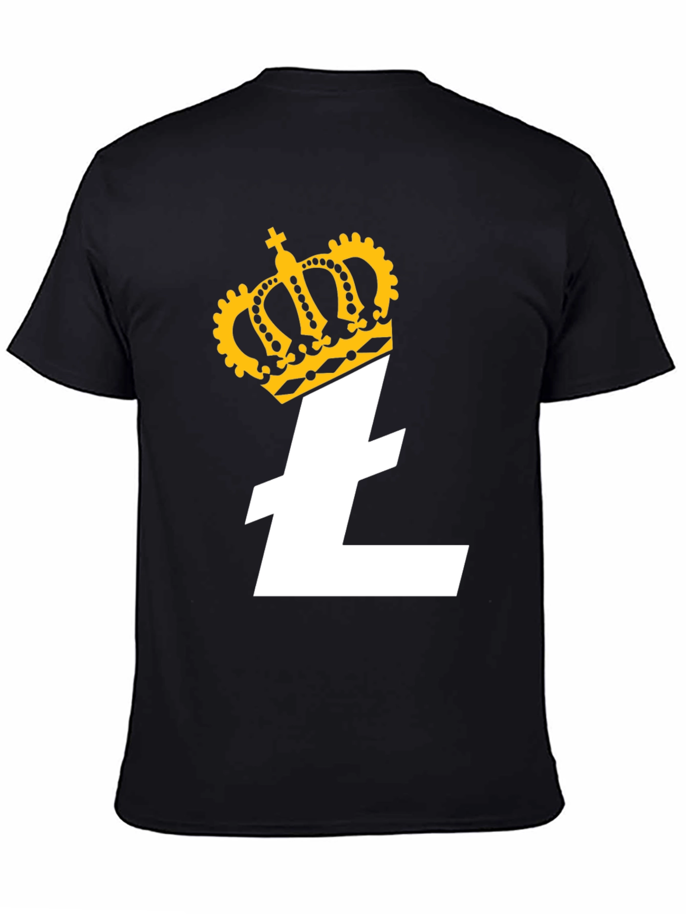 Crowned Litecoin Crypto Tee - Black Cotton T-Shirt