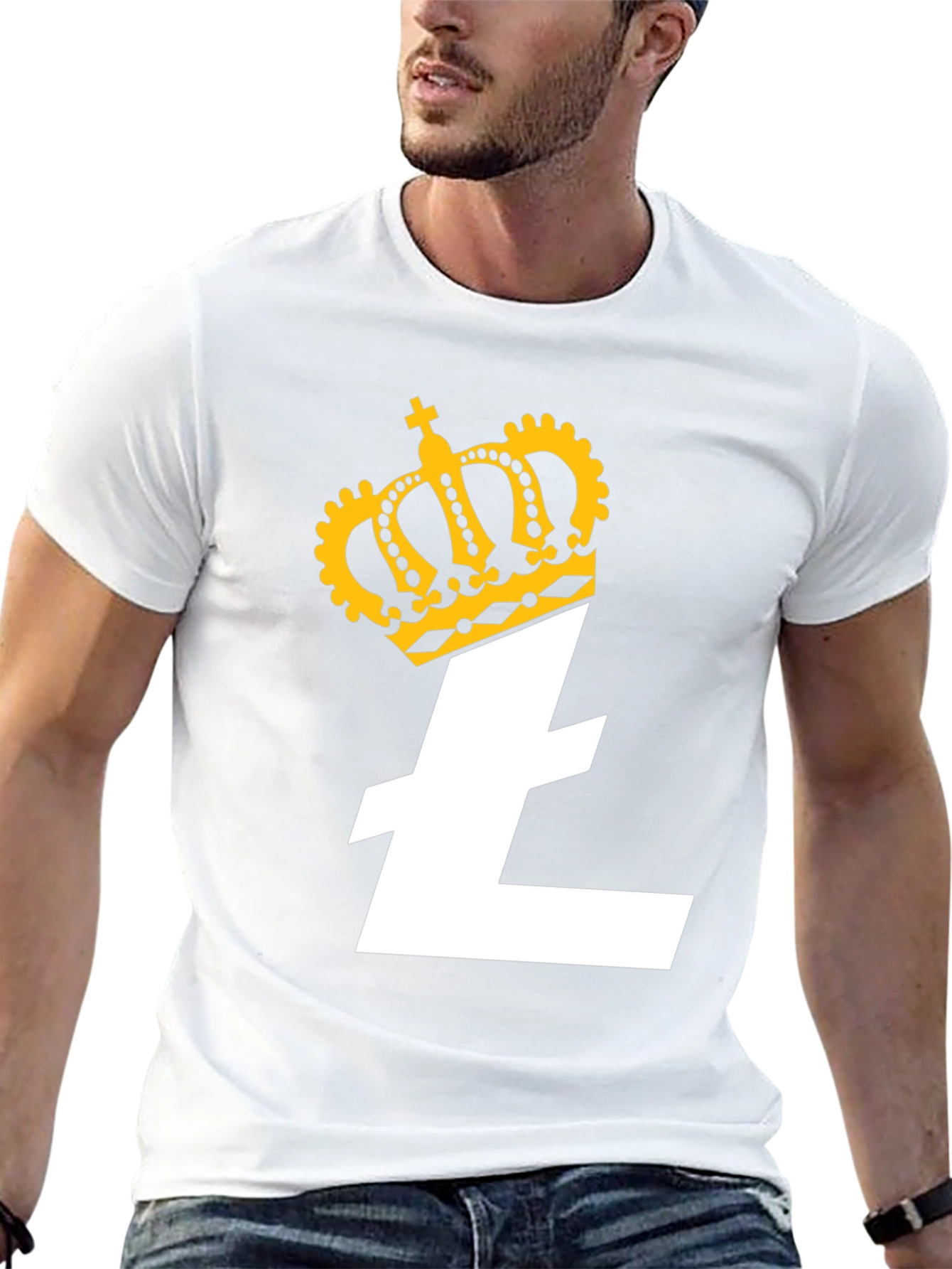 Crowned Litecoin Crypto Tee - Black Cotton T-Shirt
