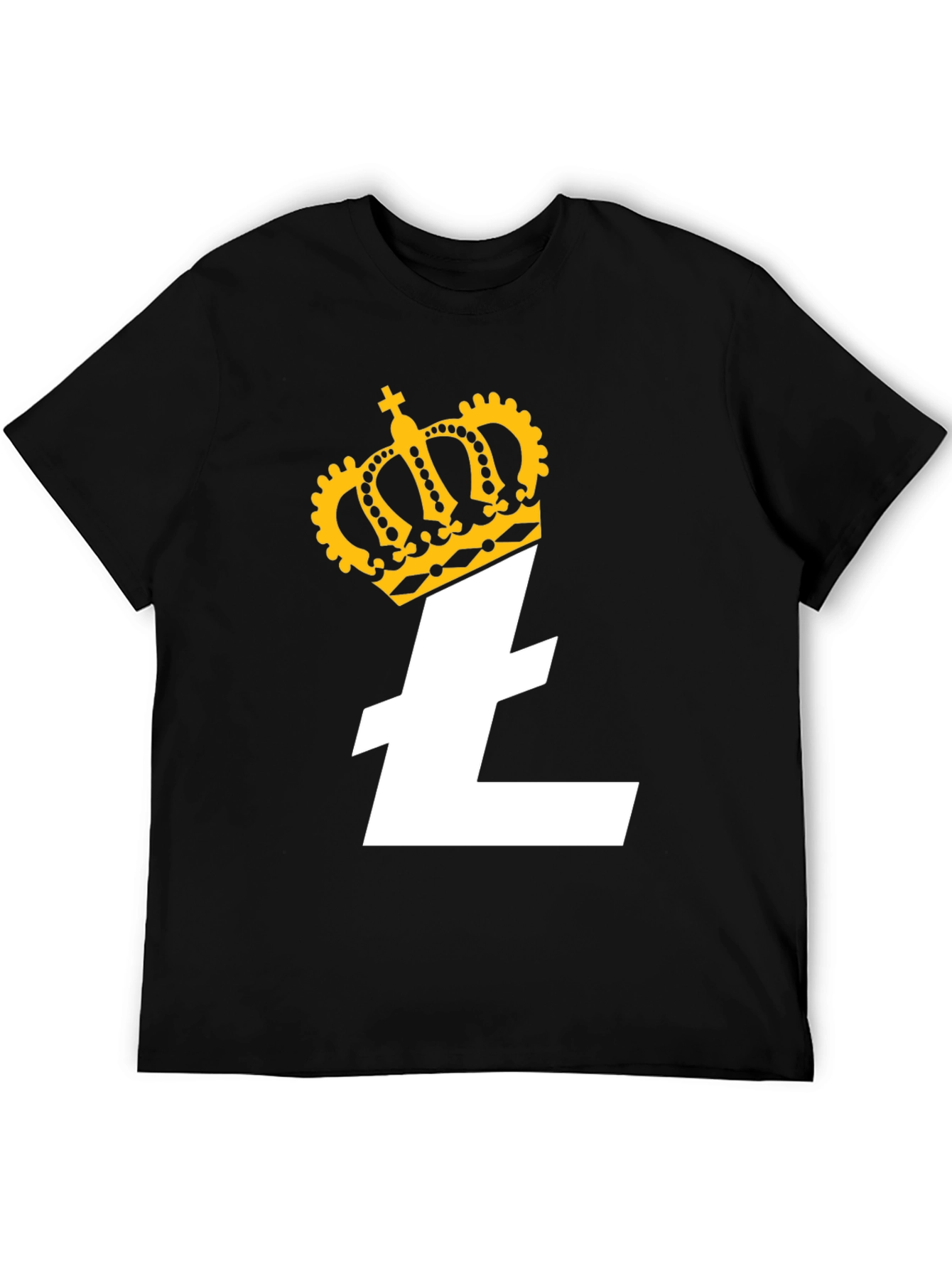 Crowned Litecoin Crypto Tee - Black Cotton T-Shirt