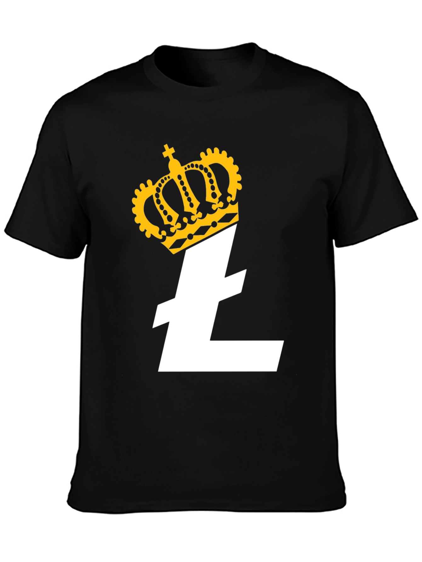 Crowned Litecoin Crypto Tee - Black Cotton T-Shirt