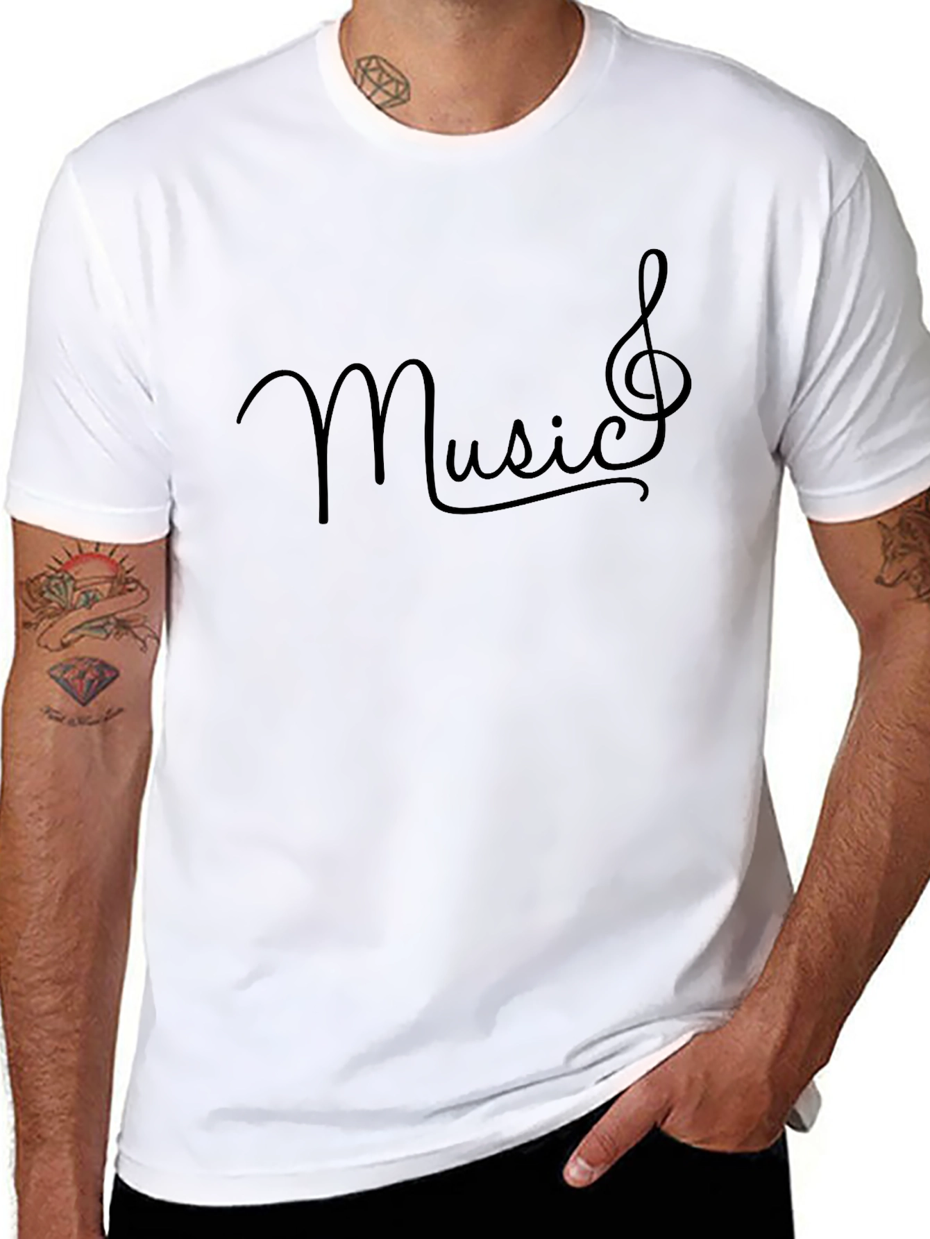 Music Treble Clef Black Graphic T-Shirt