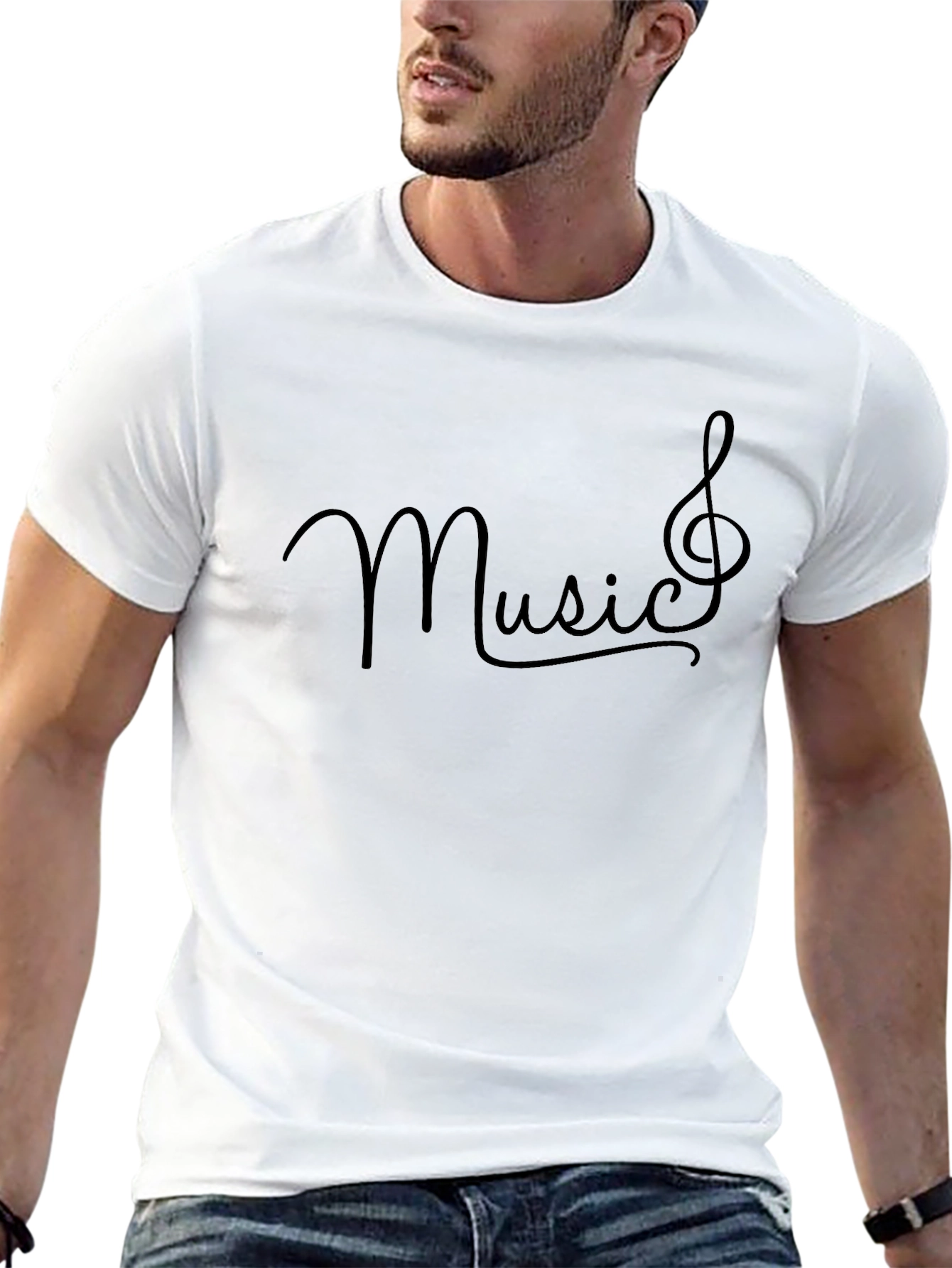 Music Treble Clef Black Graphic T-Shirt