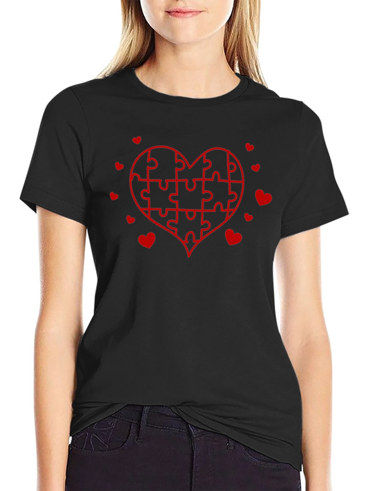 Heart Puzzle Graphic Tee - Black