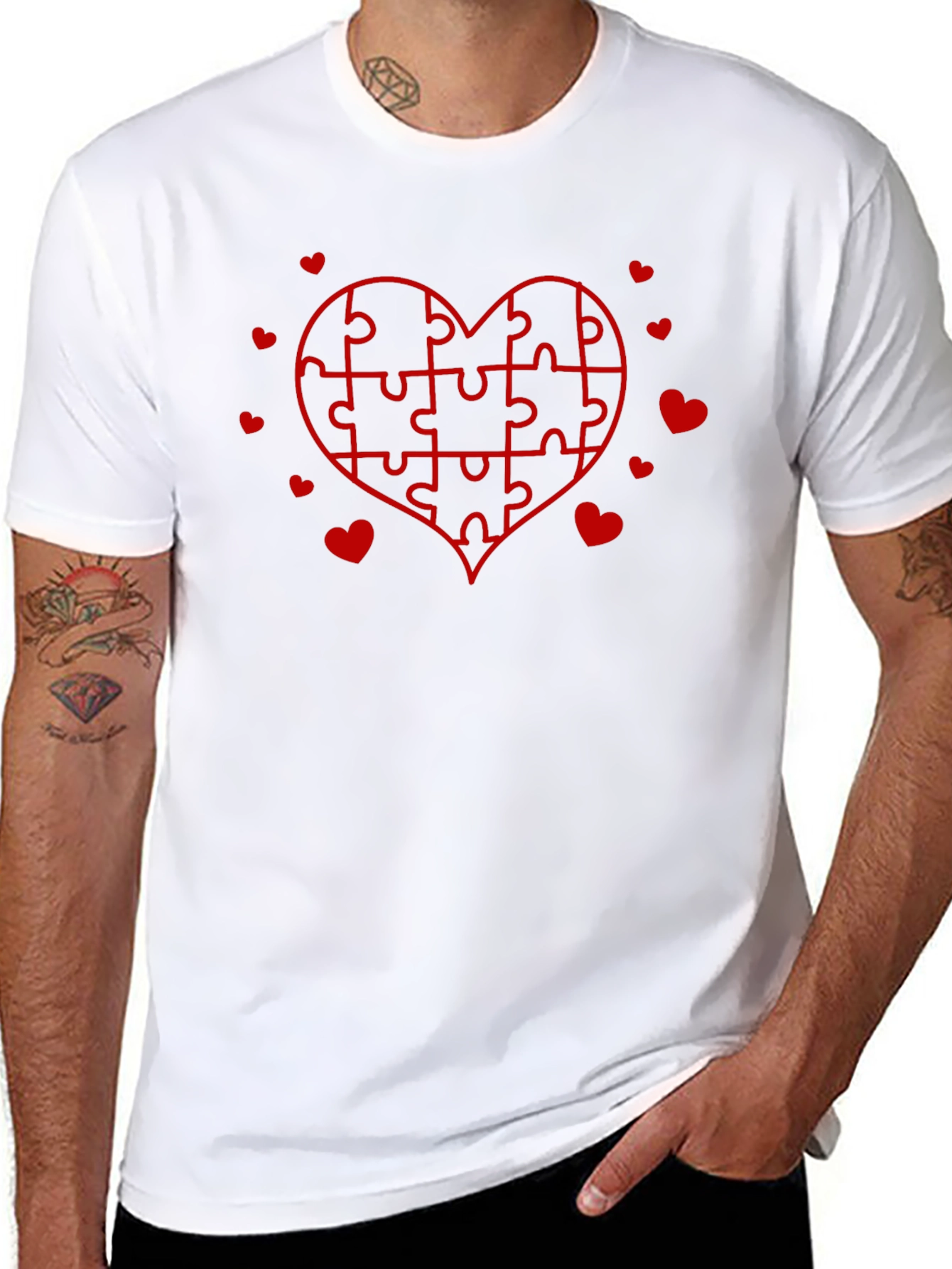 Heart Puzzle Graphic Tee - Black