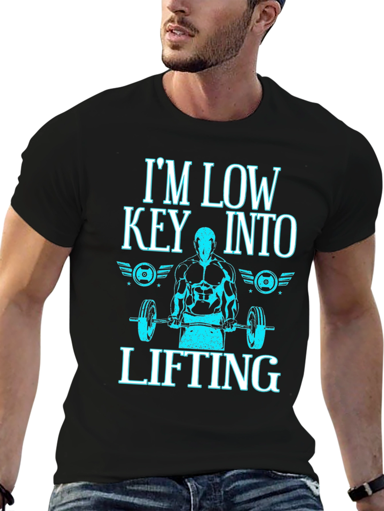Im Low Key Into Lifting Black T-Shirt