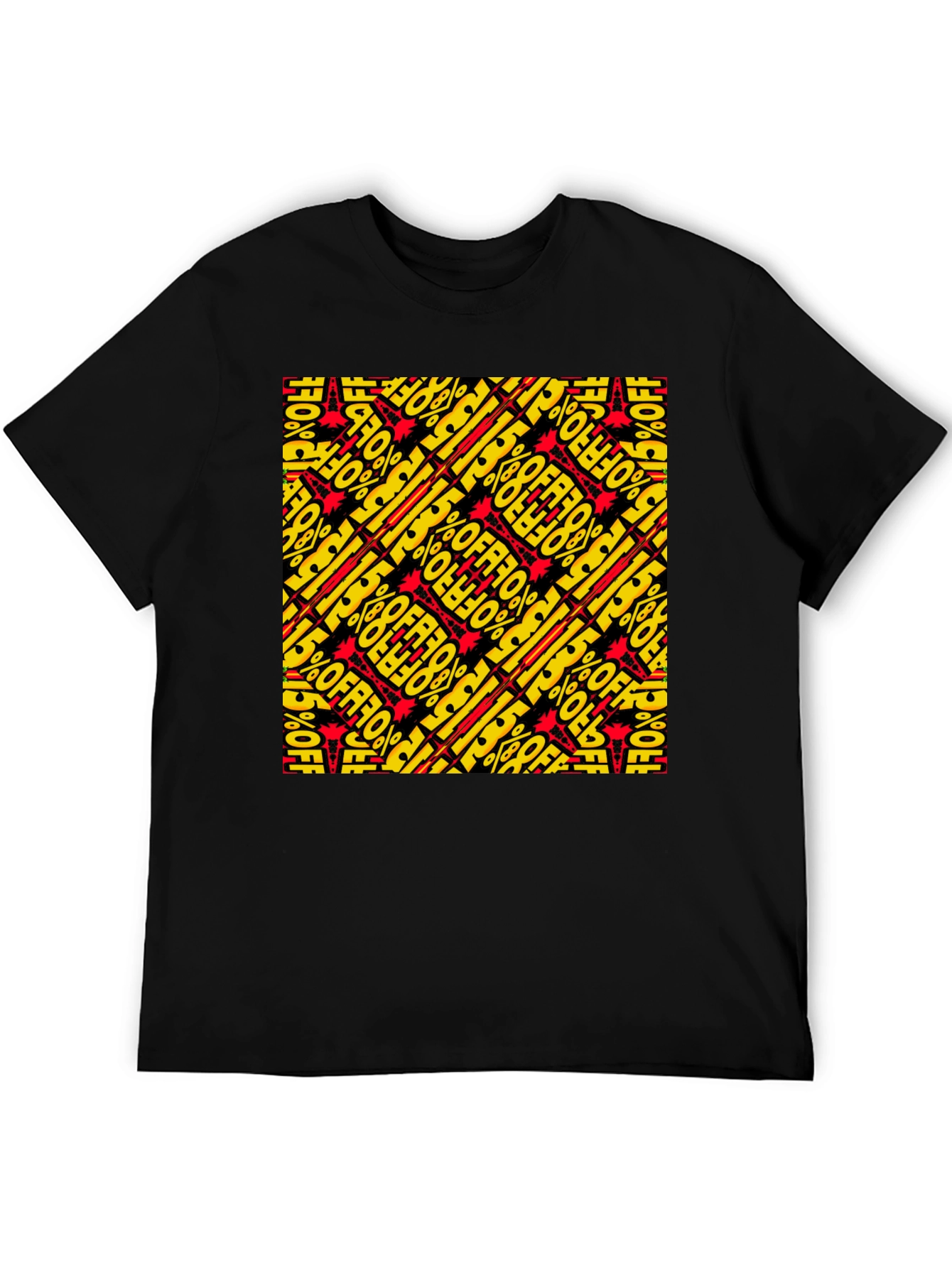 Bold 15% Off Patterned Black T-Shirt