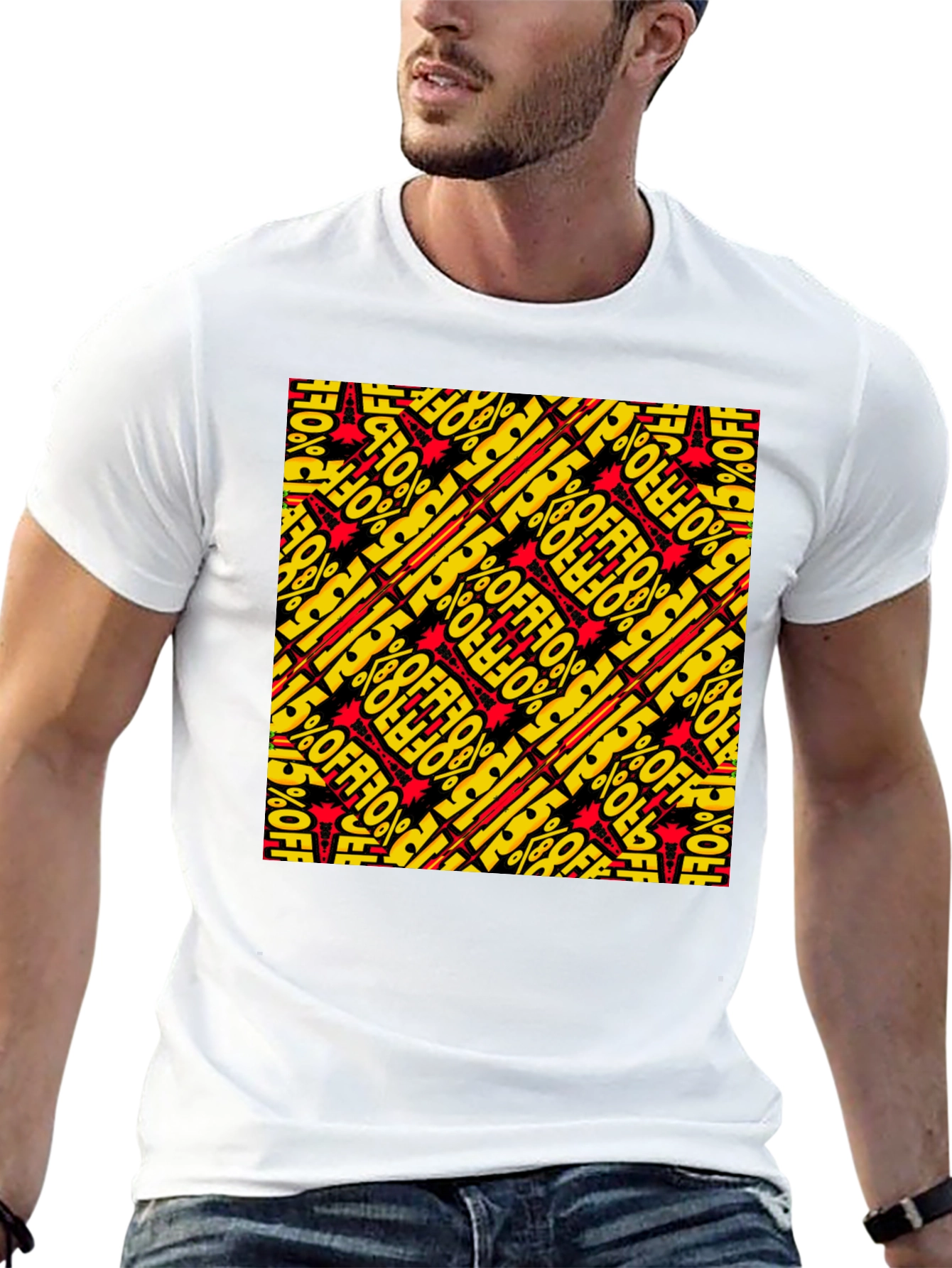 Bold 15% Off Patterned Black T-Shirt