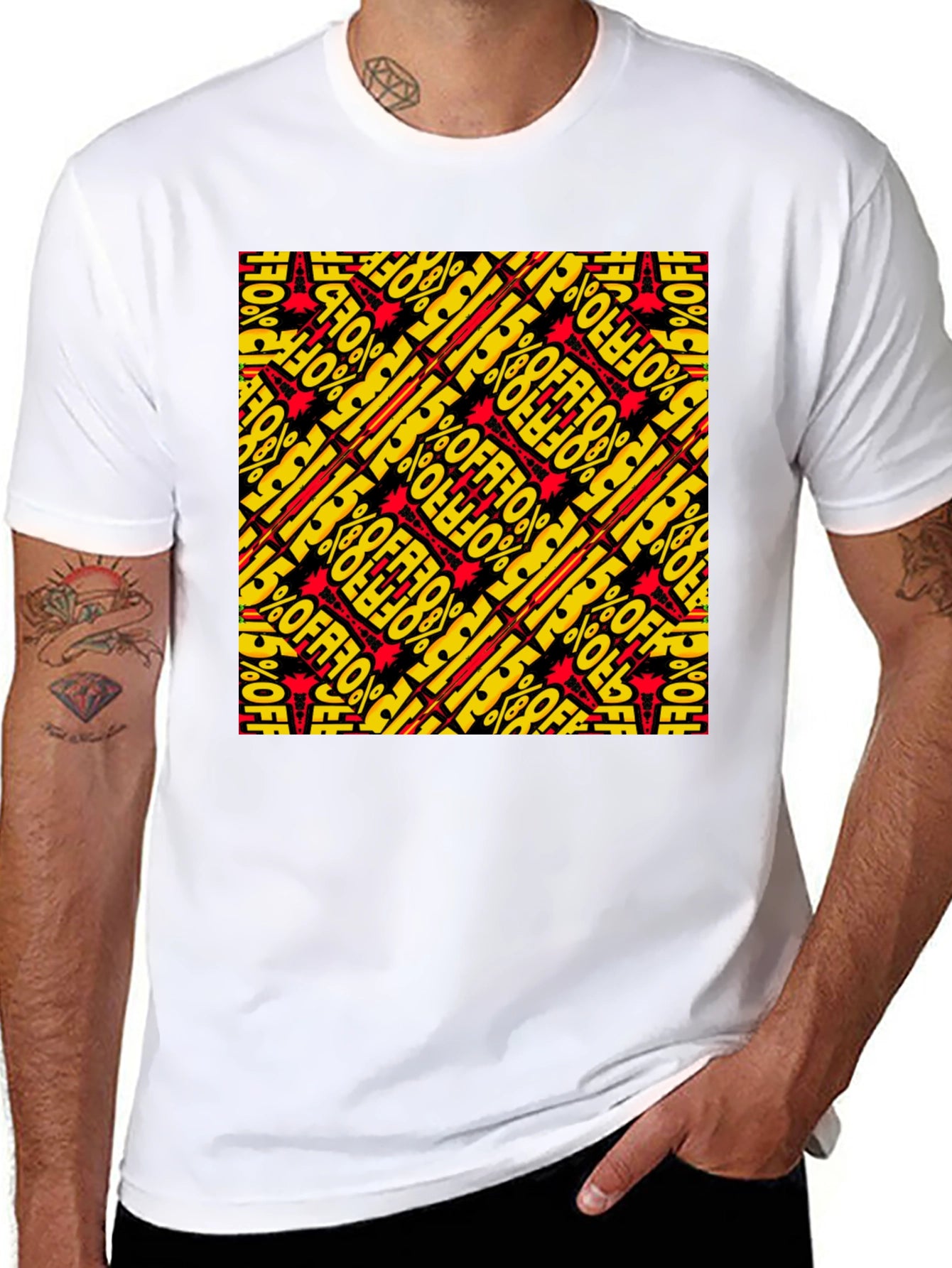 Bold 15% Off Patterned Black T-Shirt