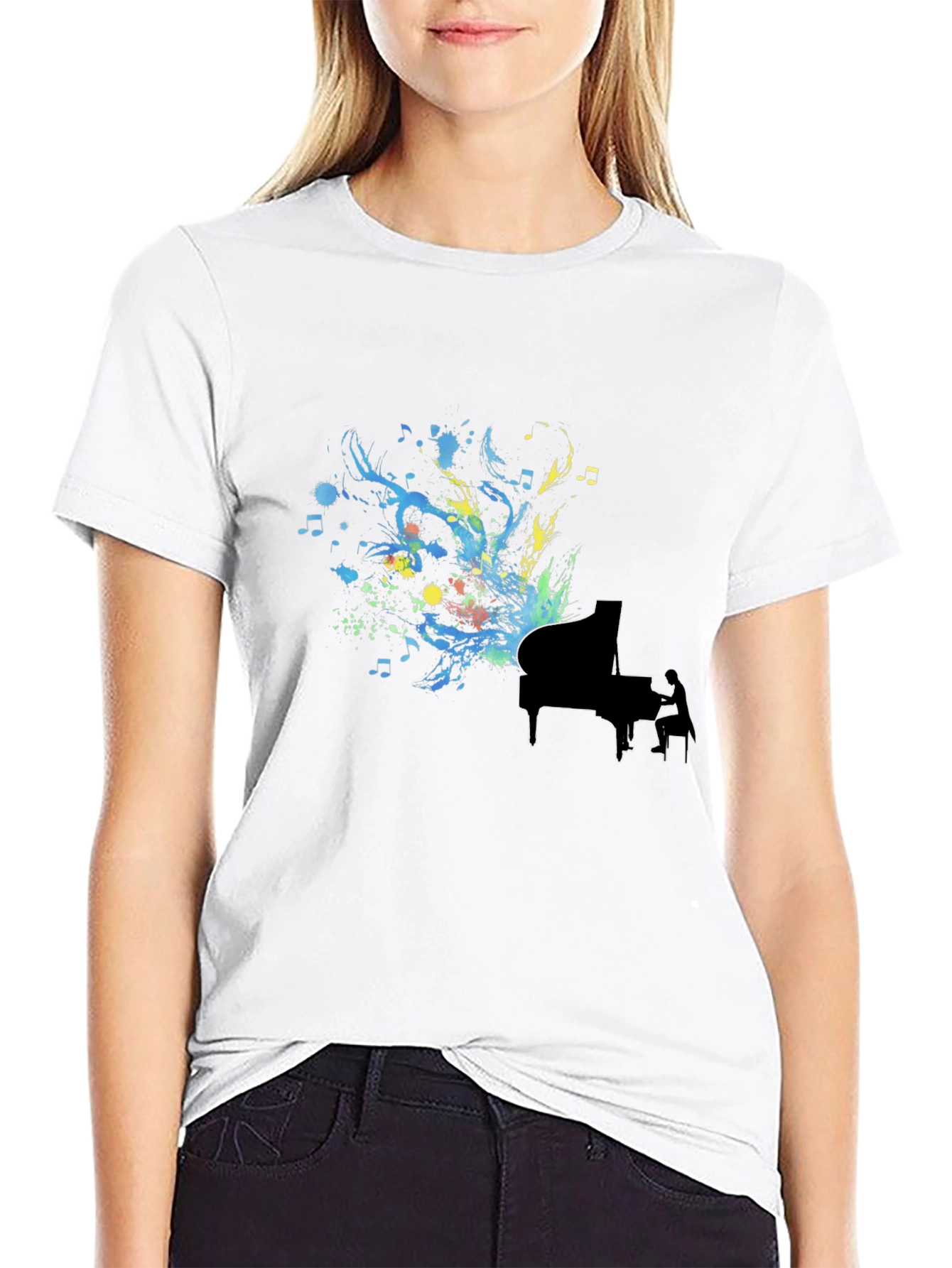 Abstract Piano Art Black T-Shirt