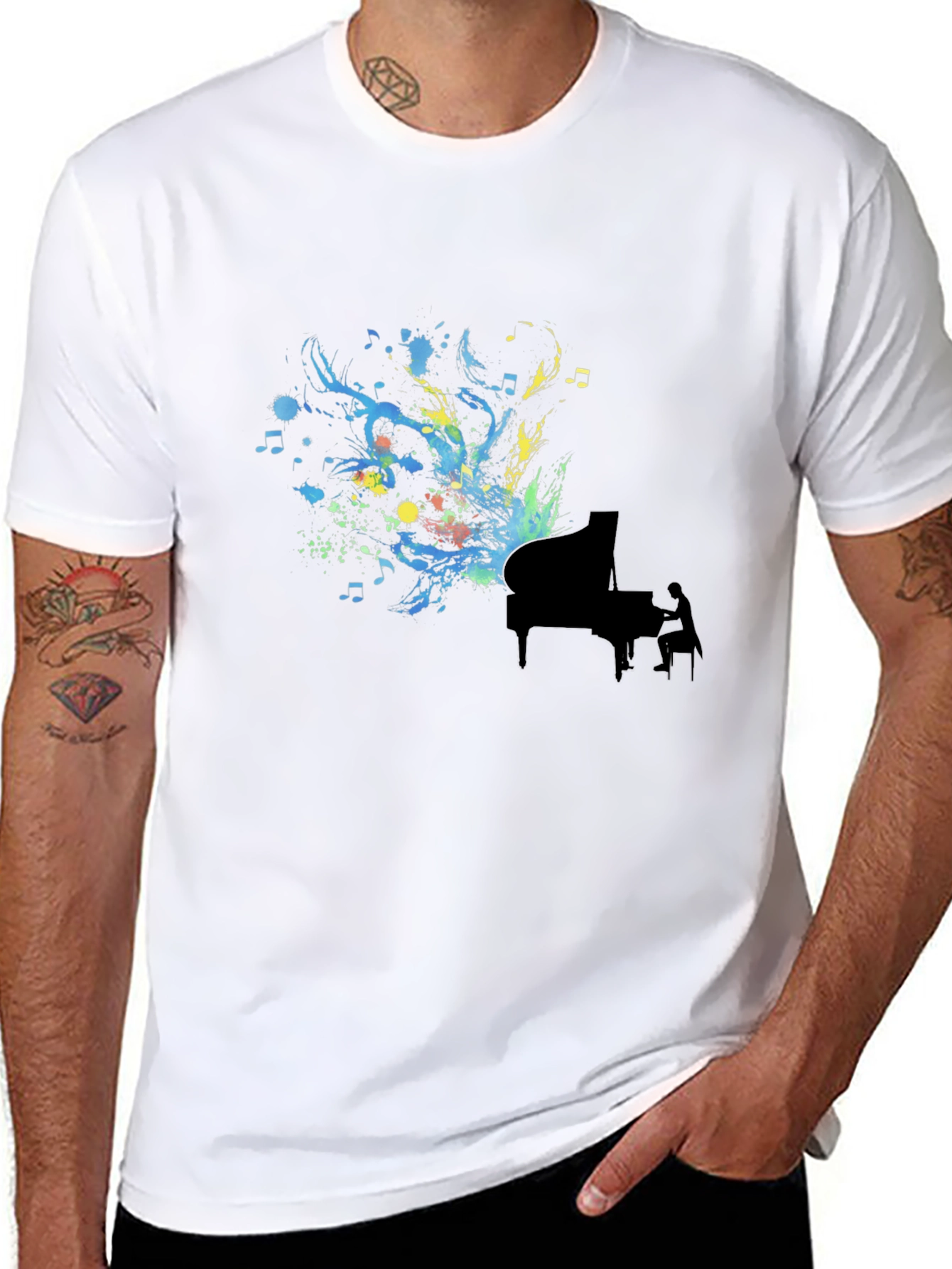 Abstract Piano Art Black T-Shirt