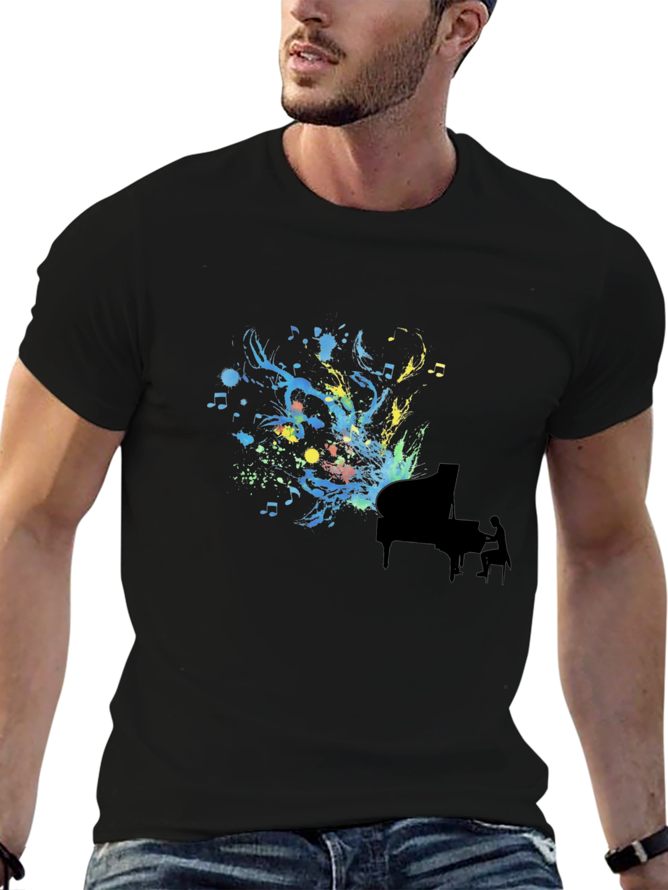Abstract Piano Art Black T-Shirt