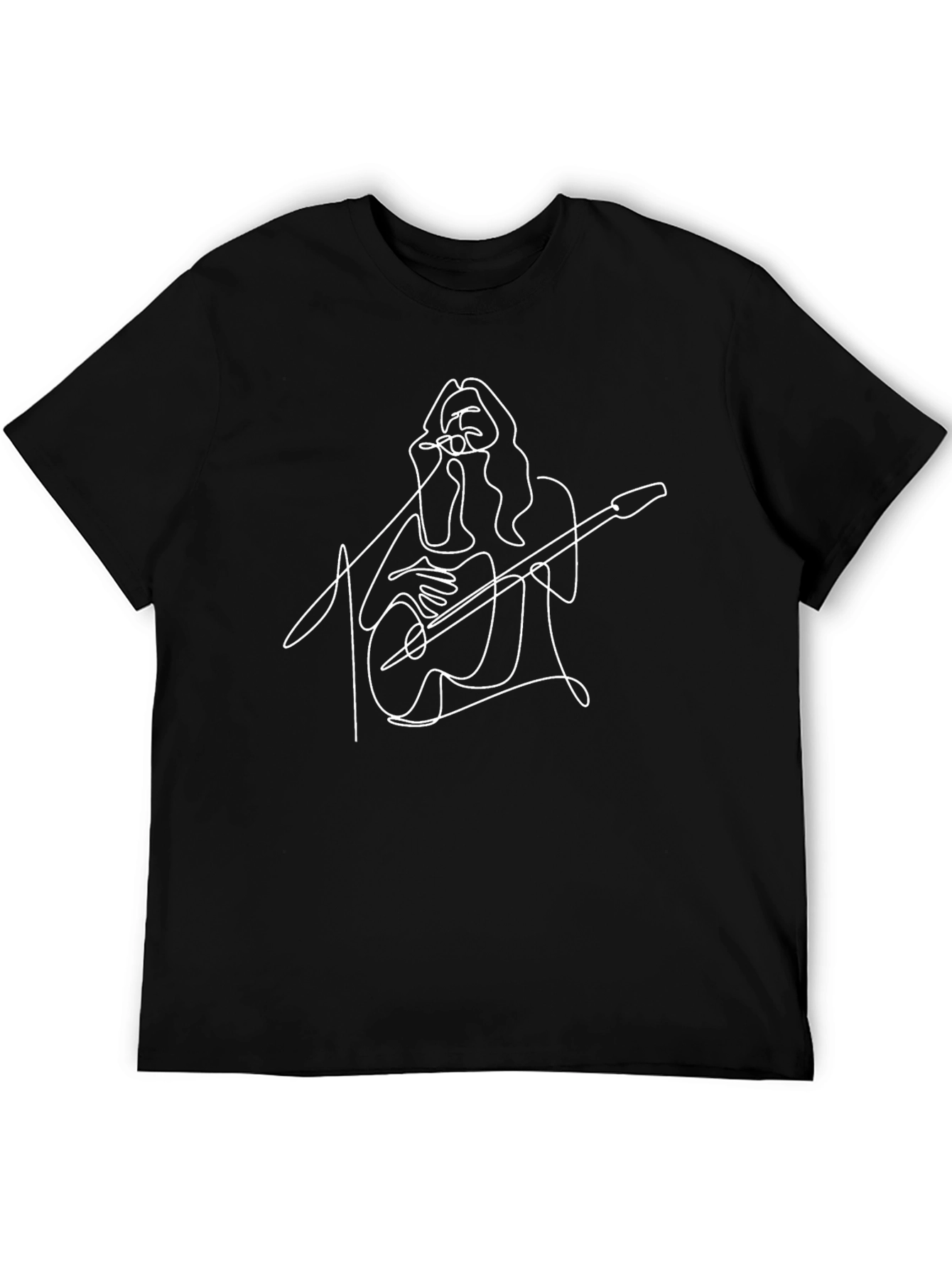 Guitarist Line Art Black T-Shirt