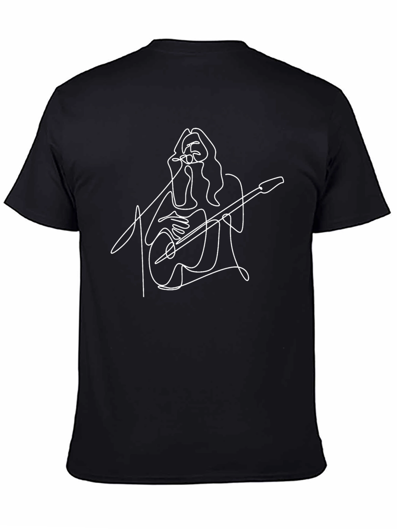 Guitarist Line Art Black T-Shirt