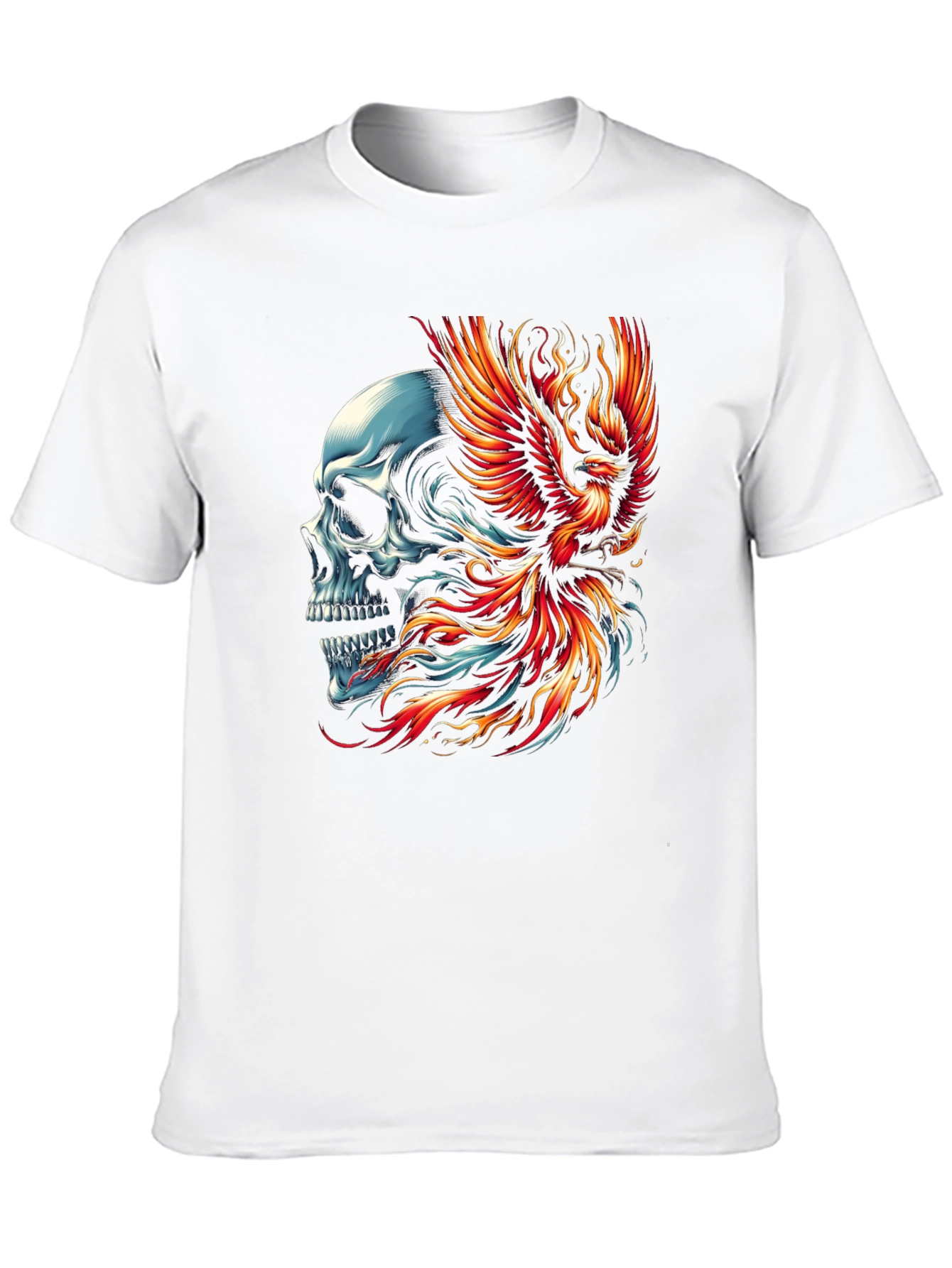 Skull Phoenix Graphic T-Shirt - Black