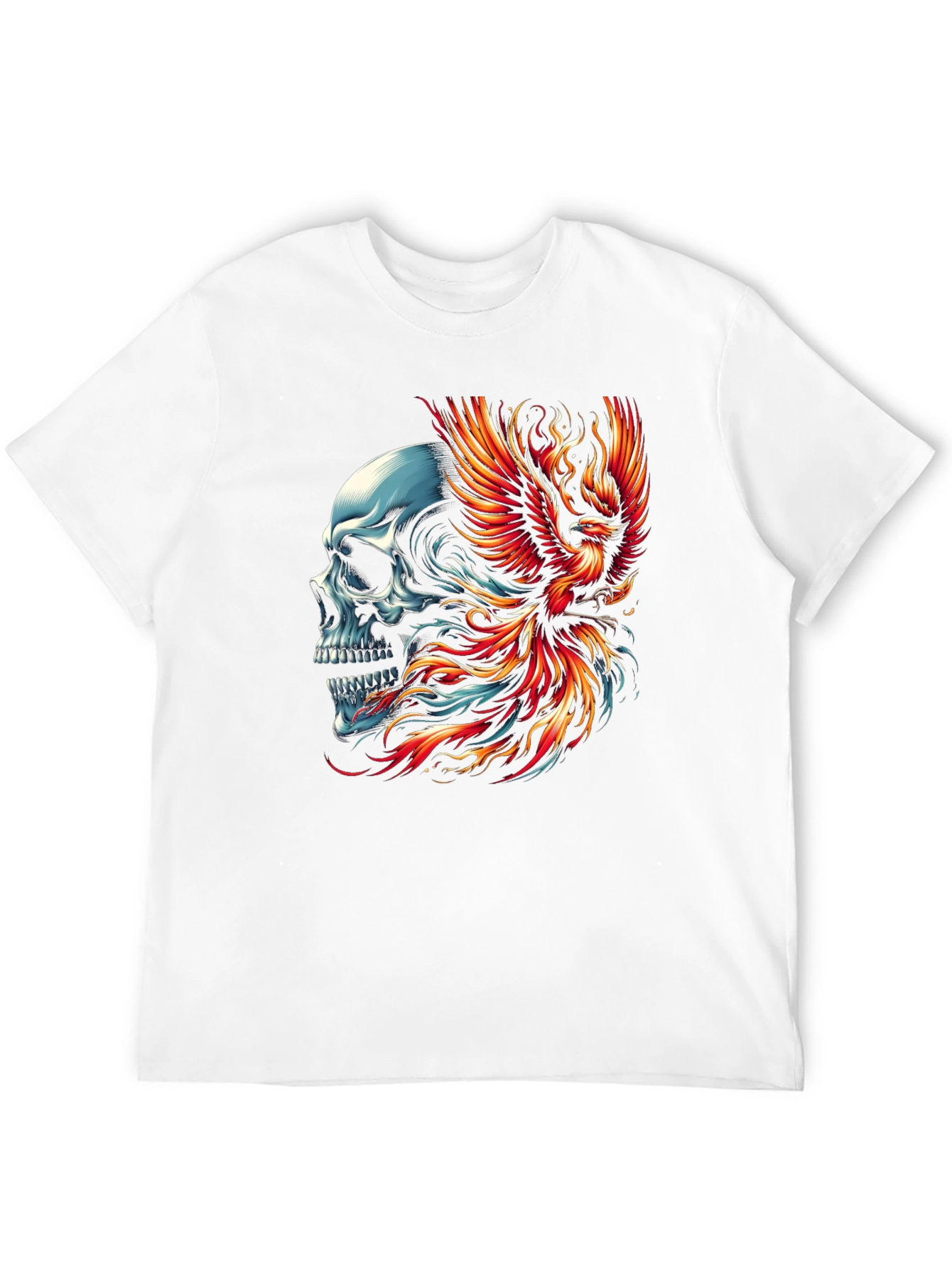 Skull Phoenix Graphic T-Shirt - Black