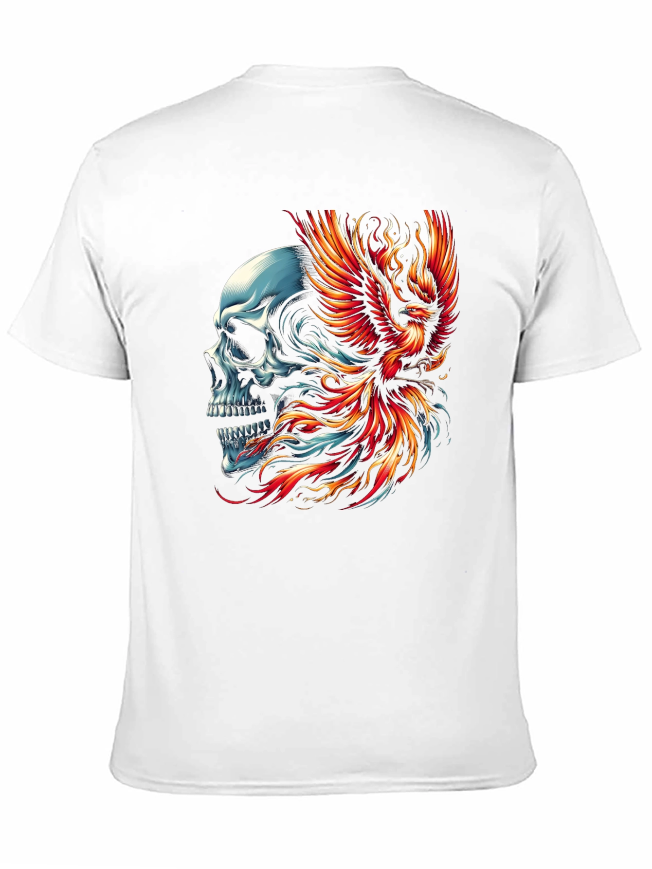 Skull Phoenix Graphic T-Shirt - Black