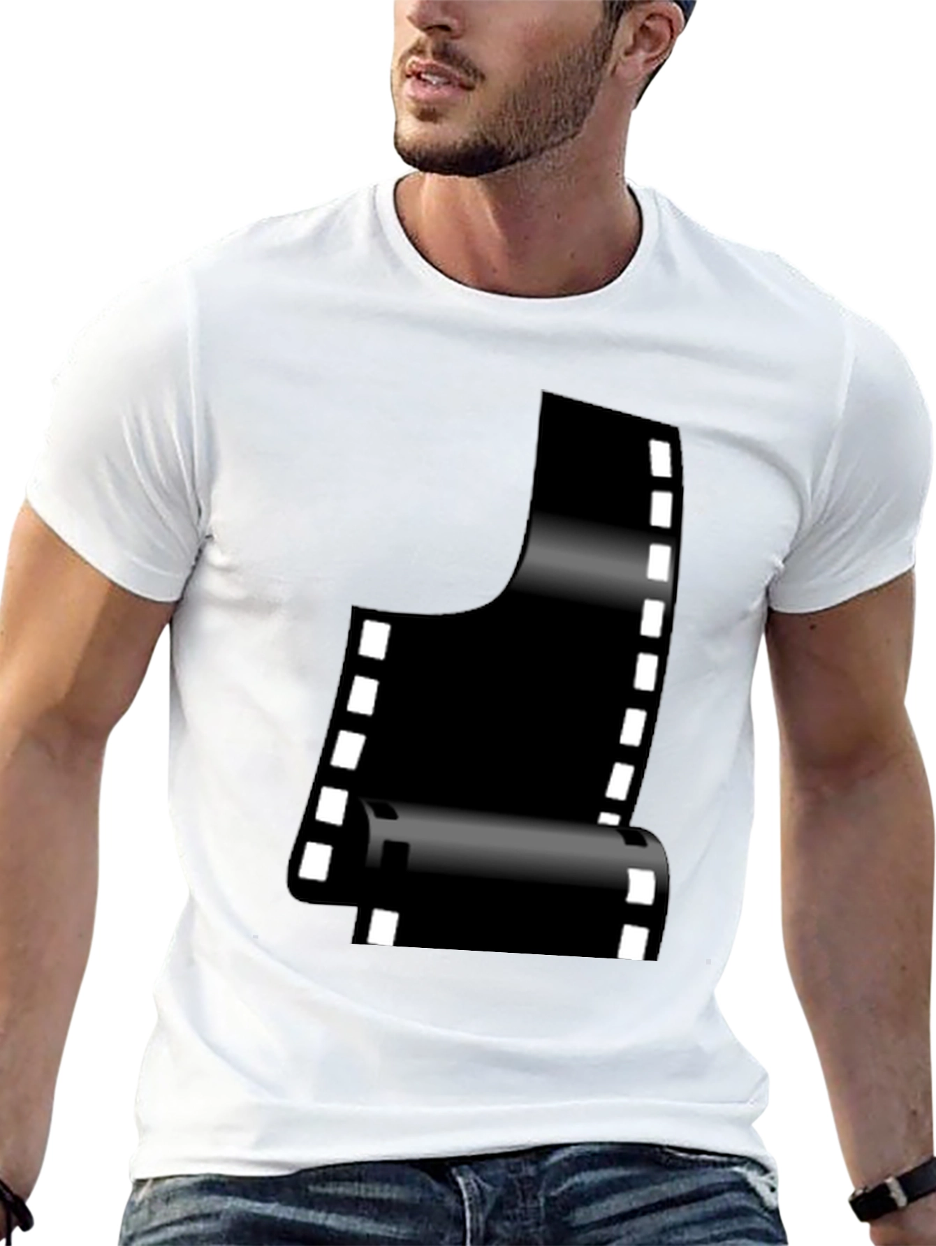 Retro Film Reel Graphic Black T-Shirt