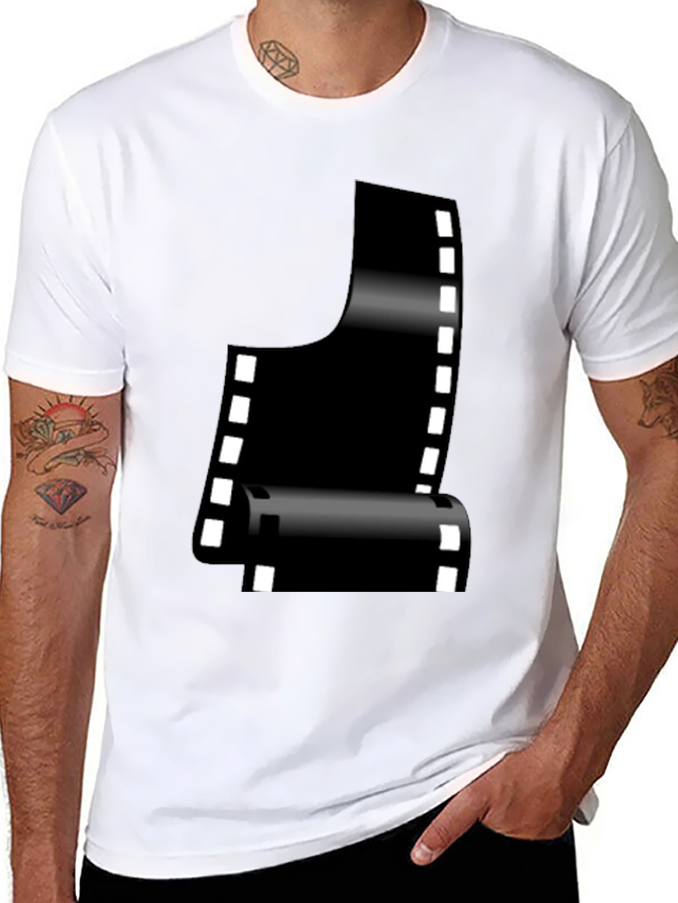 Retro Film Reel Graphic Black T-Shirt