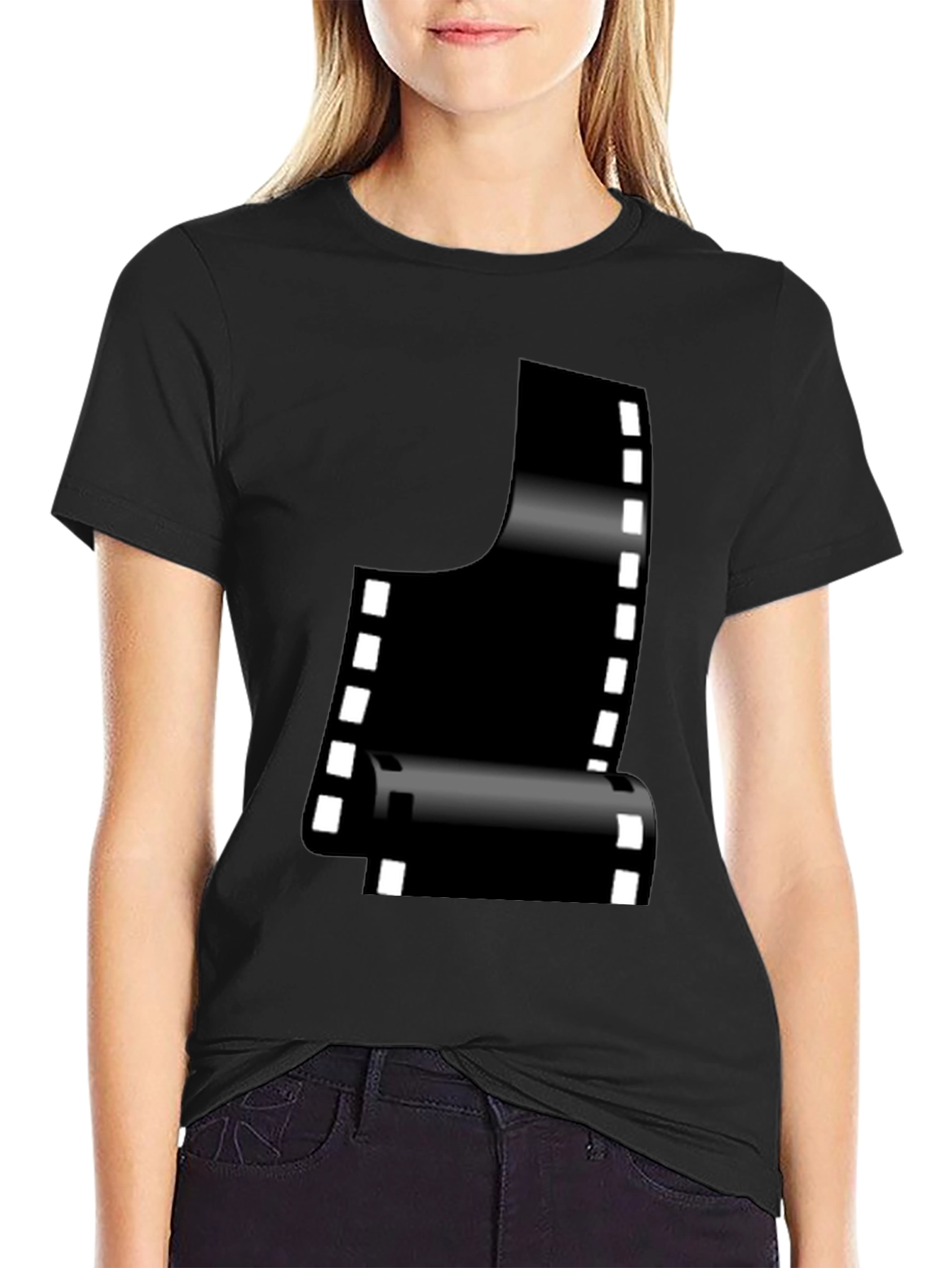 Retro Film Reel Graphic Black T-Shirt