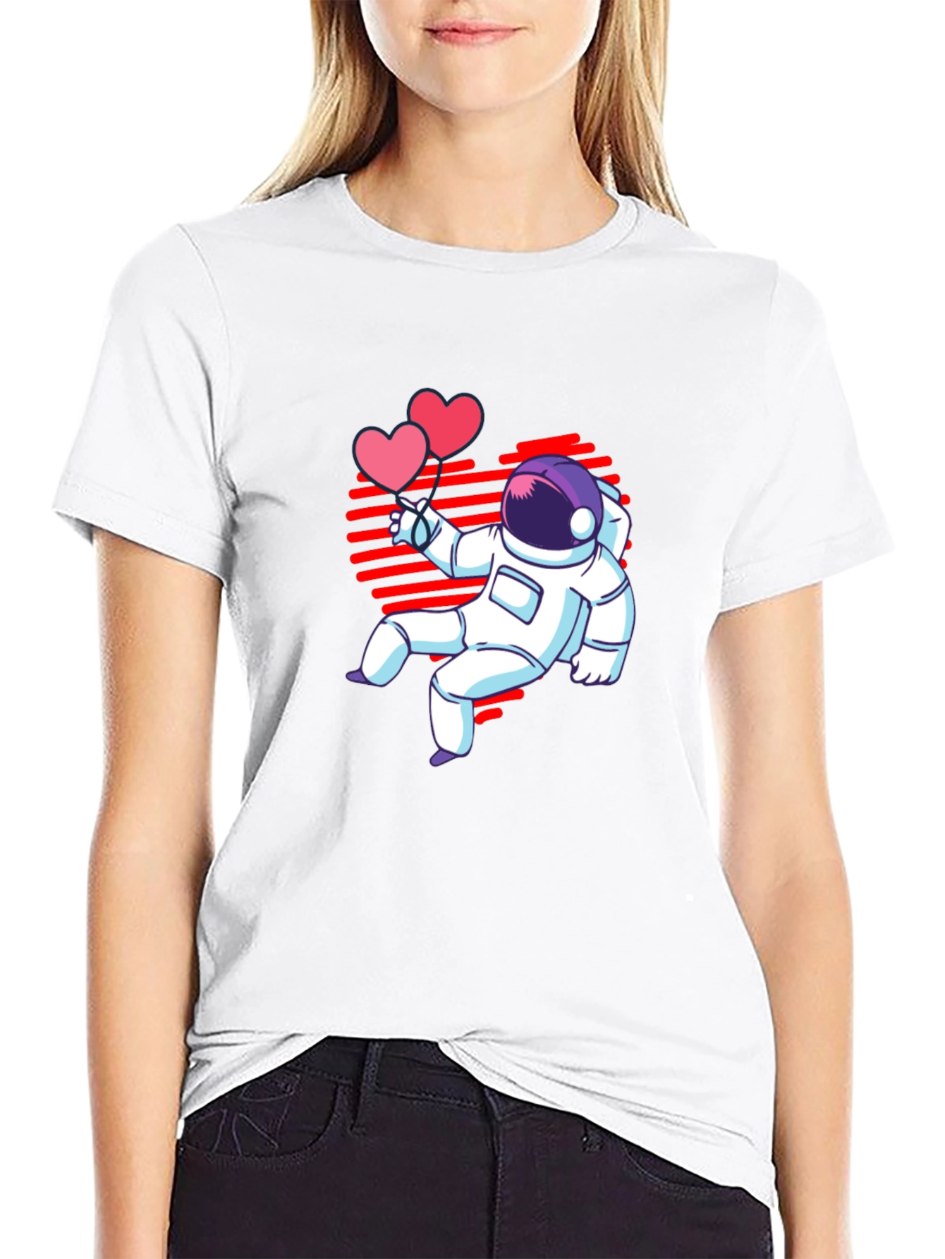 Astronaut Heart Balloons Graphic T-Shirt