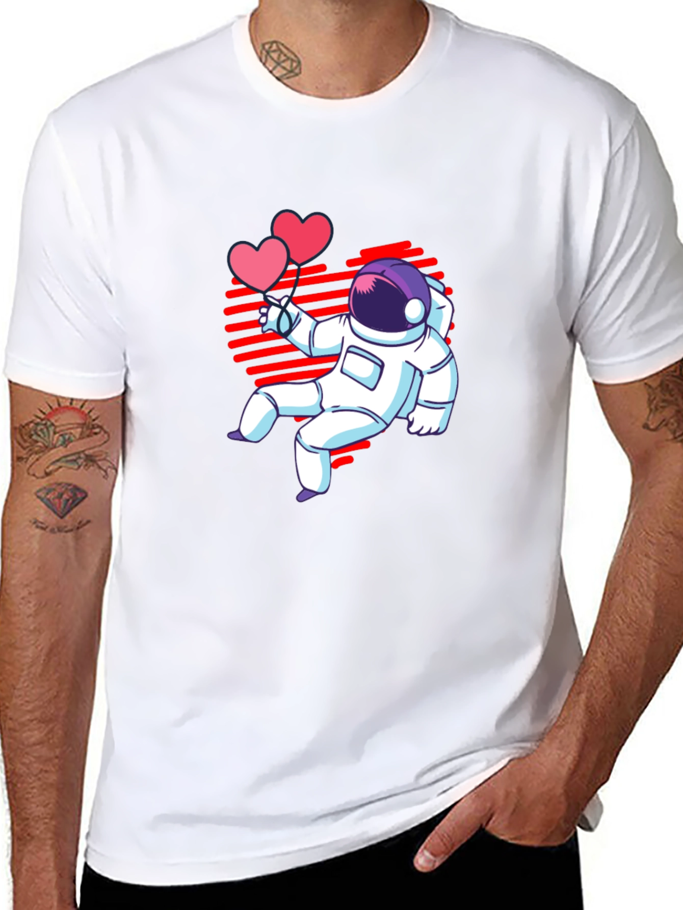 Astronaut Heart Balloons Graphic T-Shirt