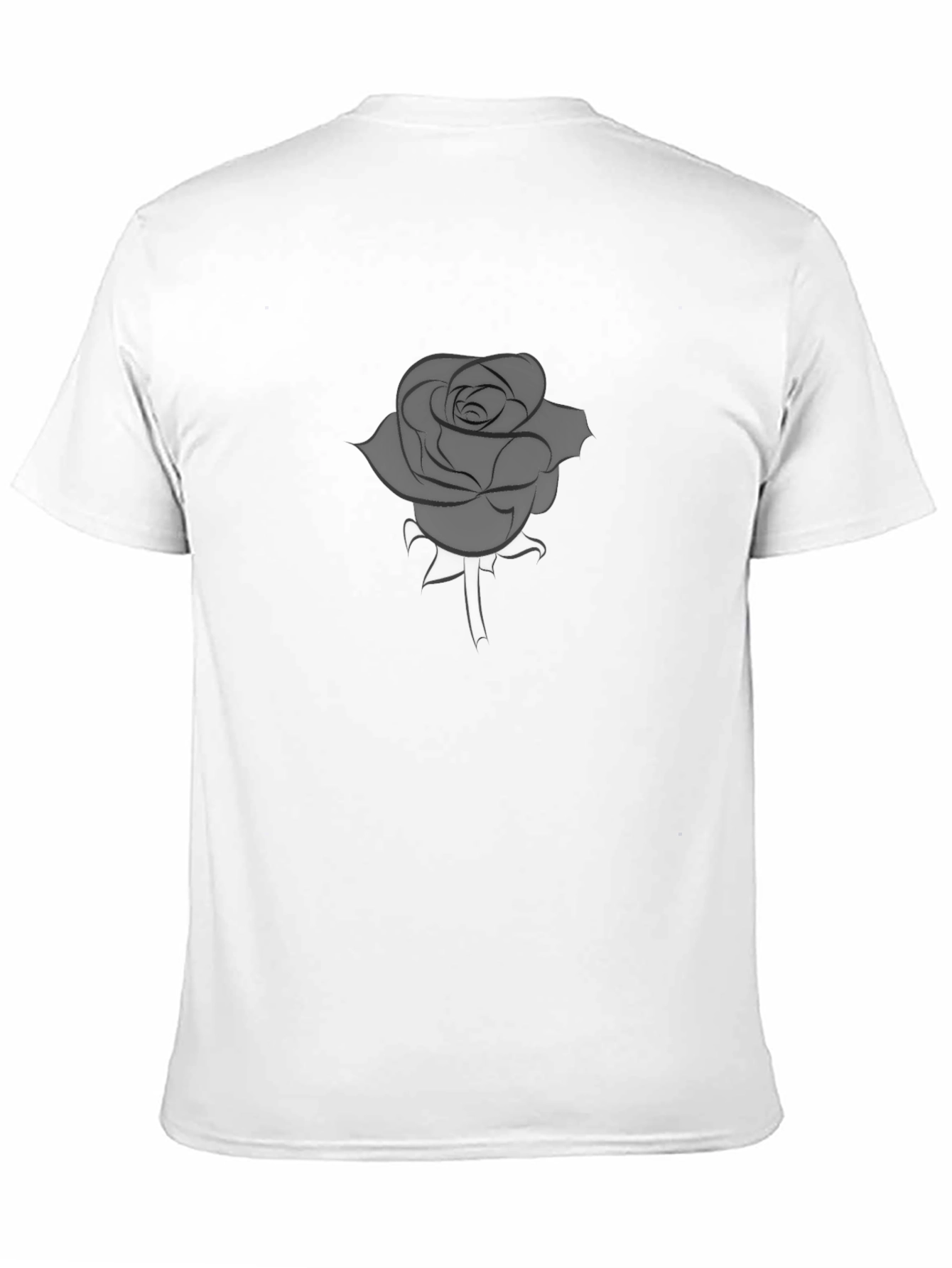Mens Black T-Shirt with Gray Rose Graphic