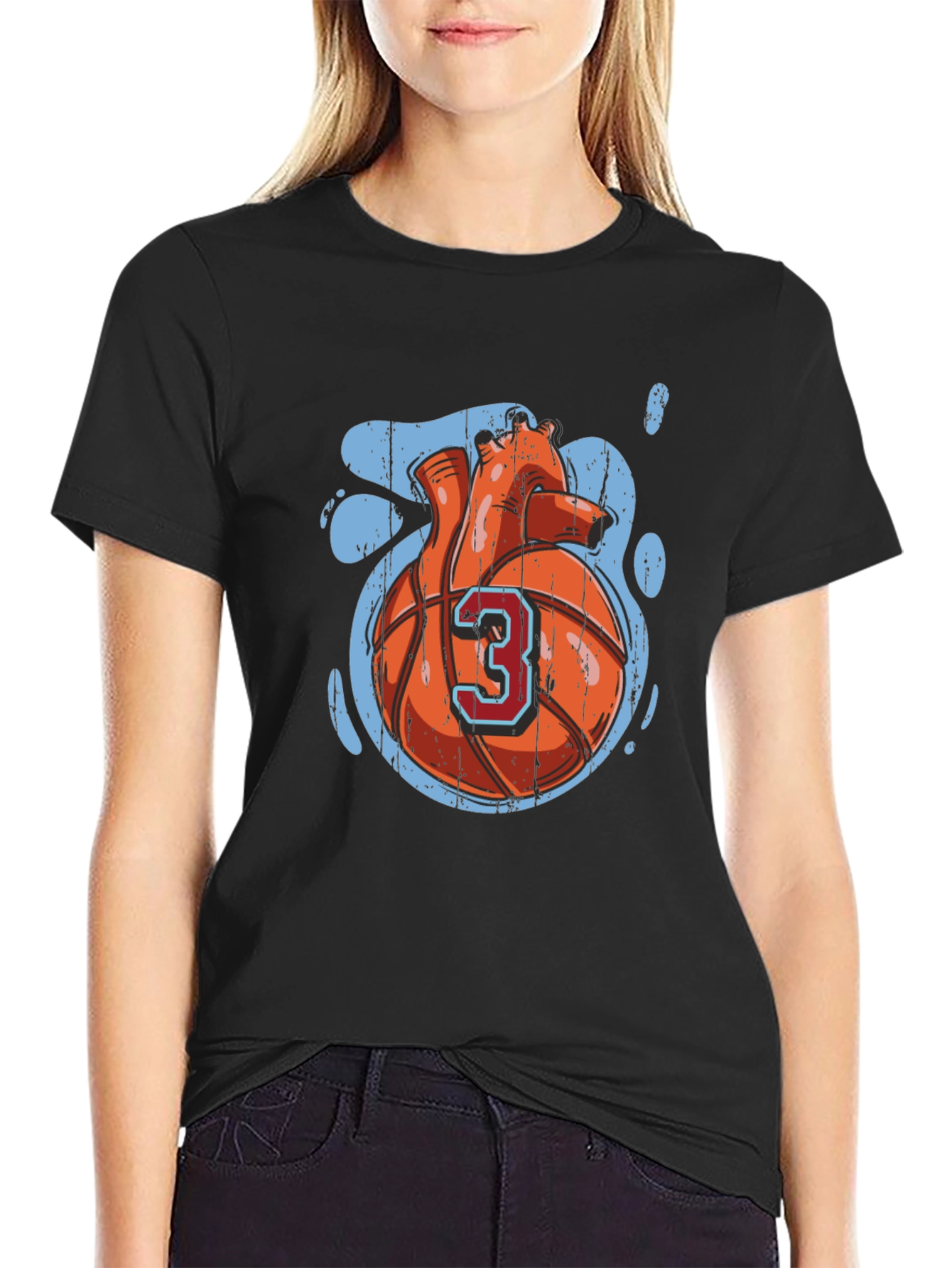 Heart Basketball T-Shirt - Black