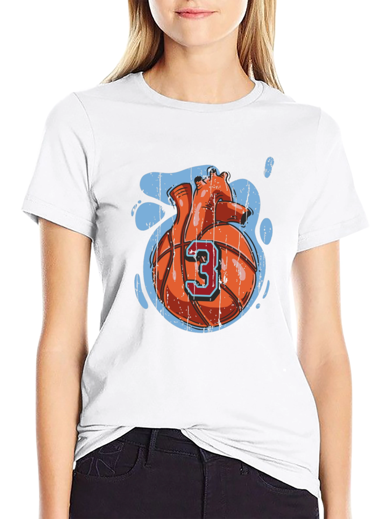Heart Basketball T-Shirt - Black