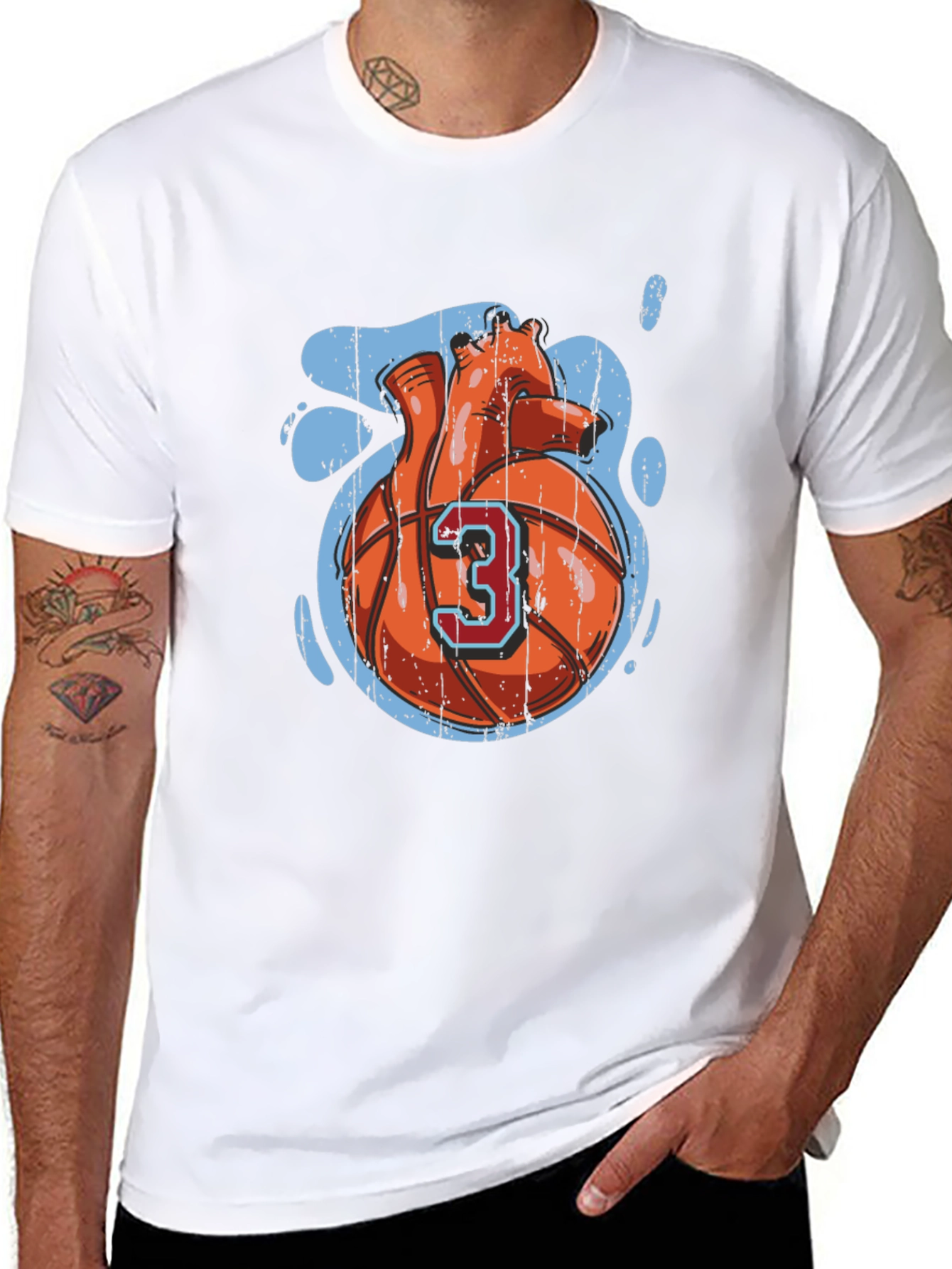 Heart Basketball T-Shirt - Black