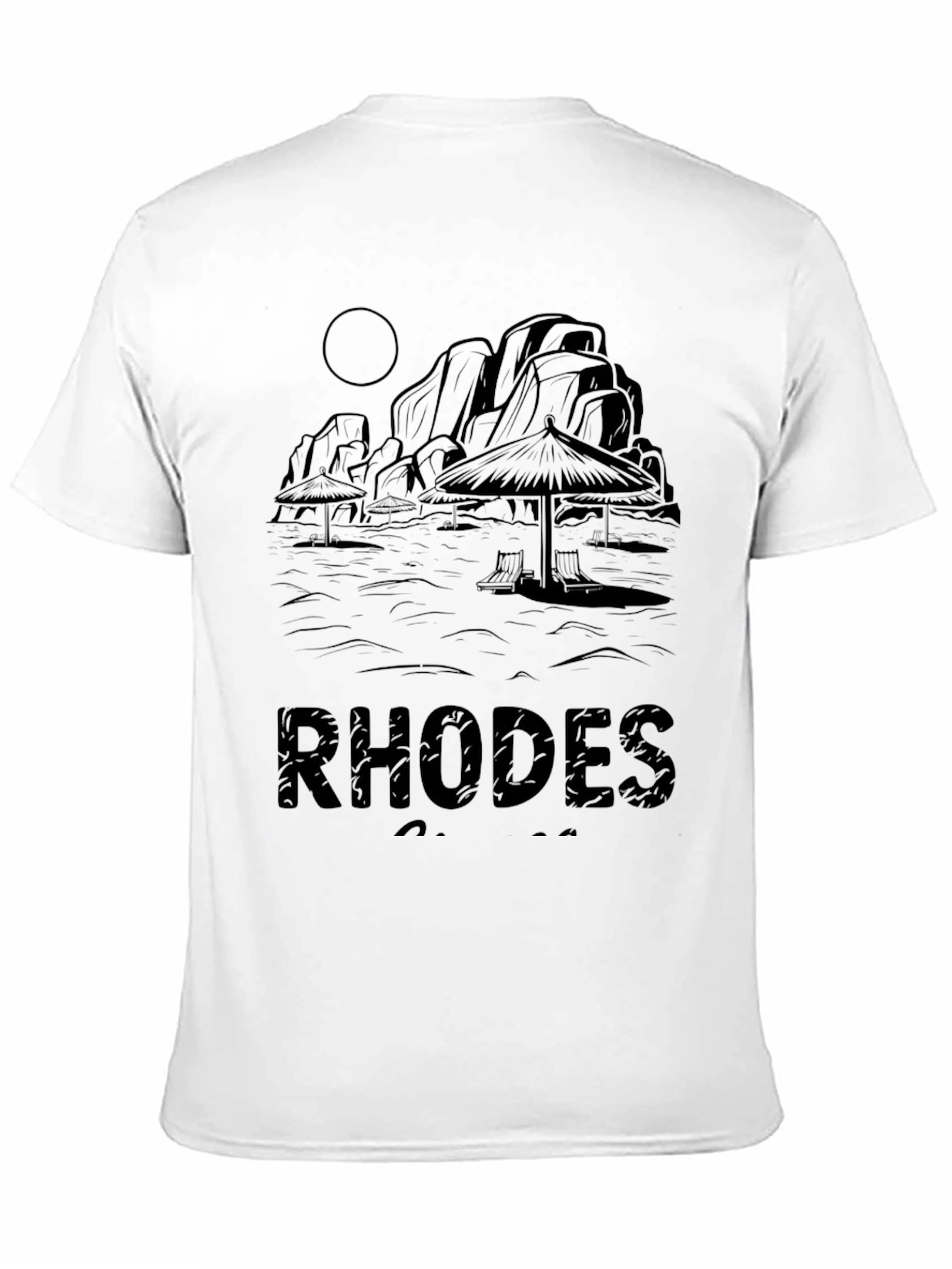 Rhodes Beach Graphic T-Shirt - Island Vacation Tee