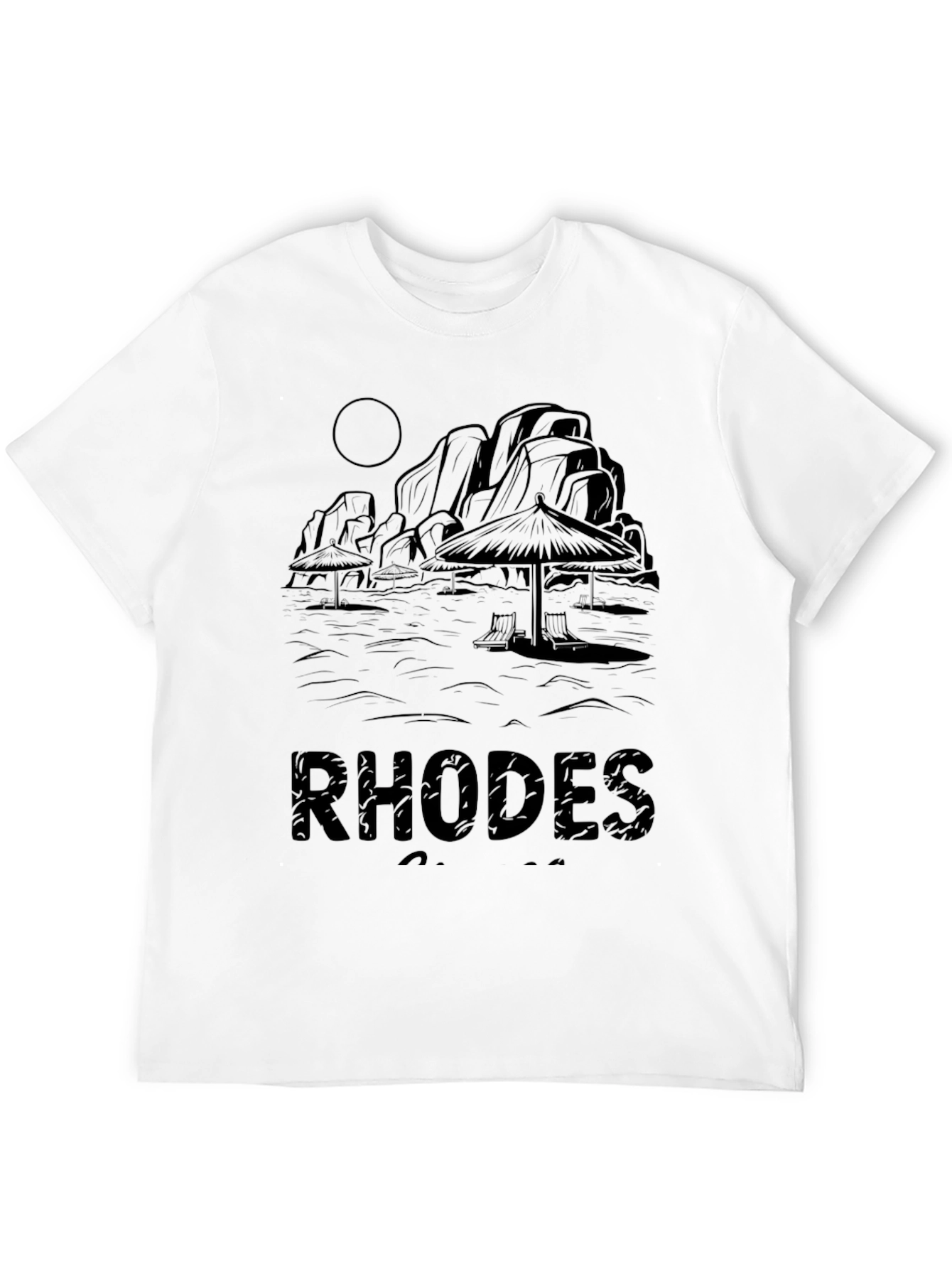 Rhodes Beach Graphic T-Shirt - Island Vacation Tee