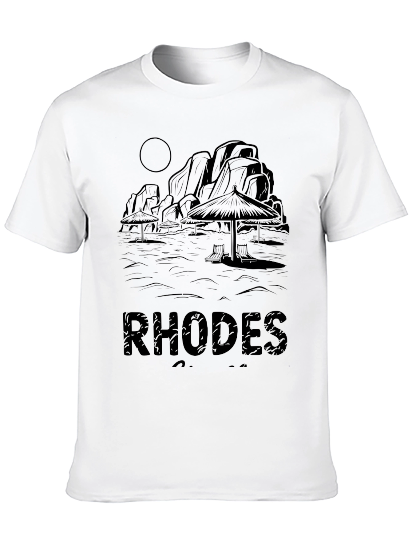 Rhodes Beach Graphic T-Shirt - Island Vacation Tee