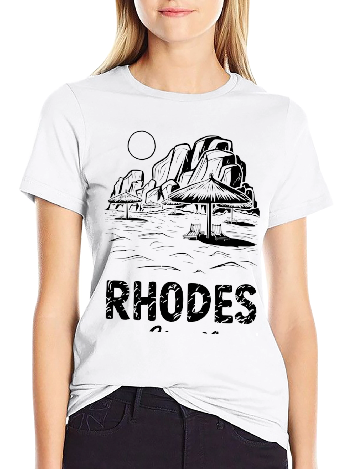 Rhodes Beach Graphic T-Shirt - Island Vacation Tee
