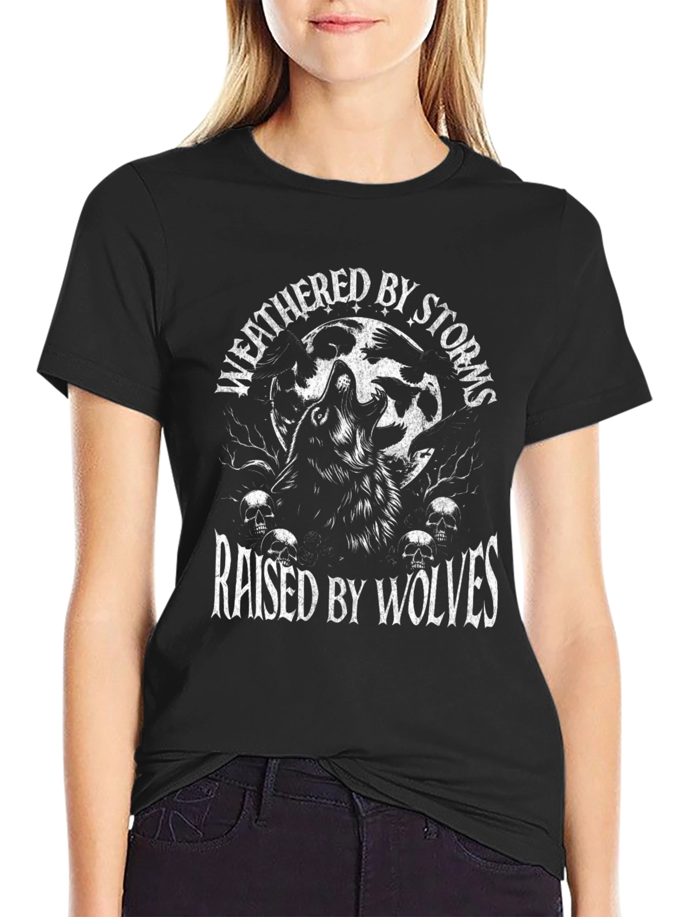 Weathered By Storms Raised By Wolves Graphic T-Shirt