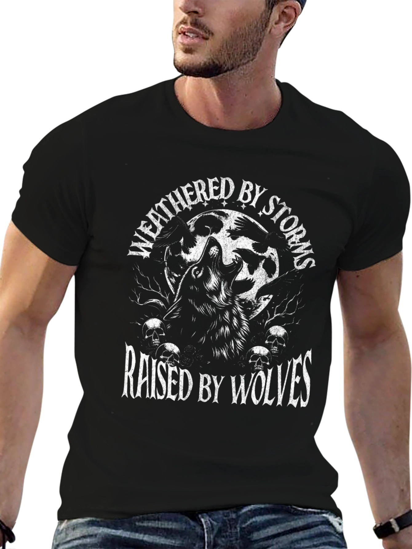 Weathered By Storms Raised By Wolves Graphic T-Shirt